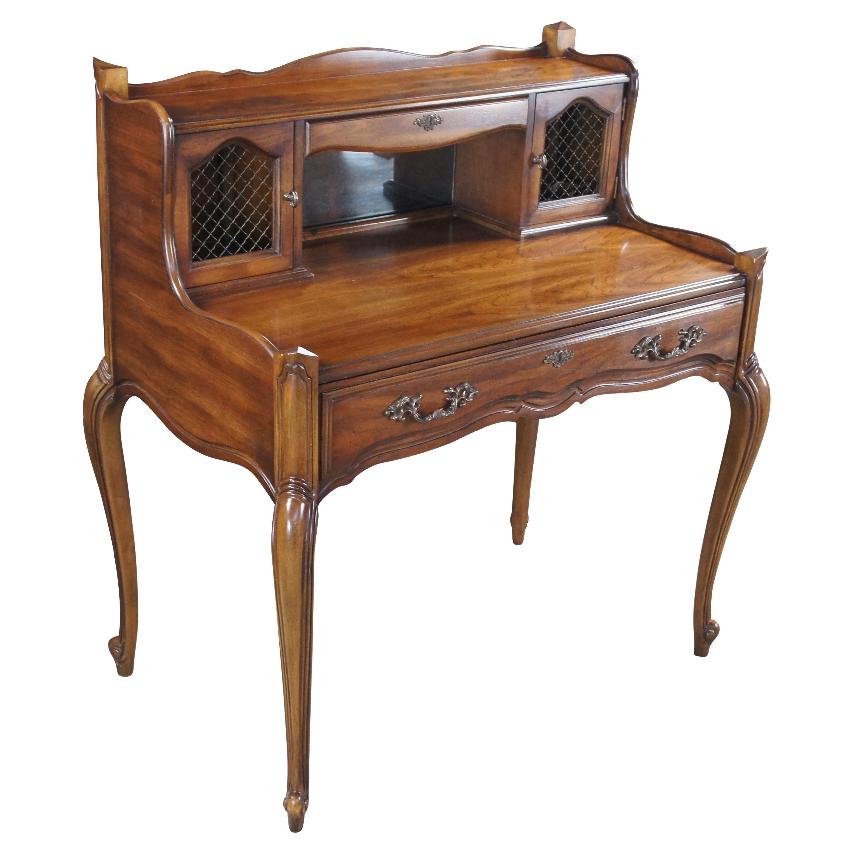 National Mt Airy French Provincial Louis XV Walnut Writing Desk w Mirror 
Light