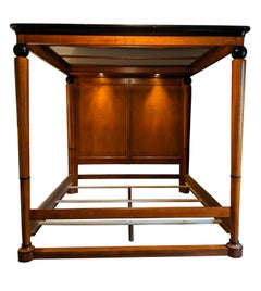 National Mt. Airy King Size Biedermeier Art Deco Maple Burl Canopy Poster Bed