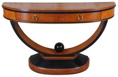 National Mt Airy Maple Ebonized Biedermeier Demilune Console Table Server Mirror
