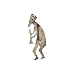 Native Amercan Michael Little Elk Sterling Silver Kokopelli Pin/Pendant #20837