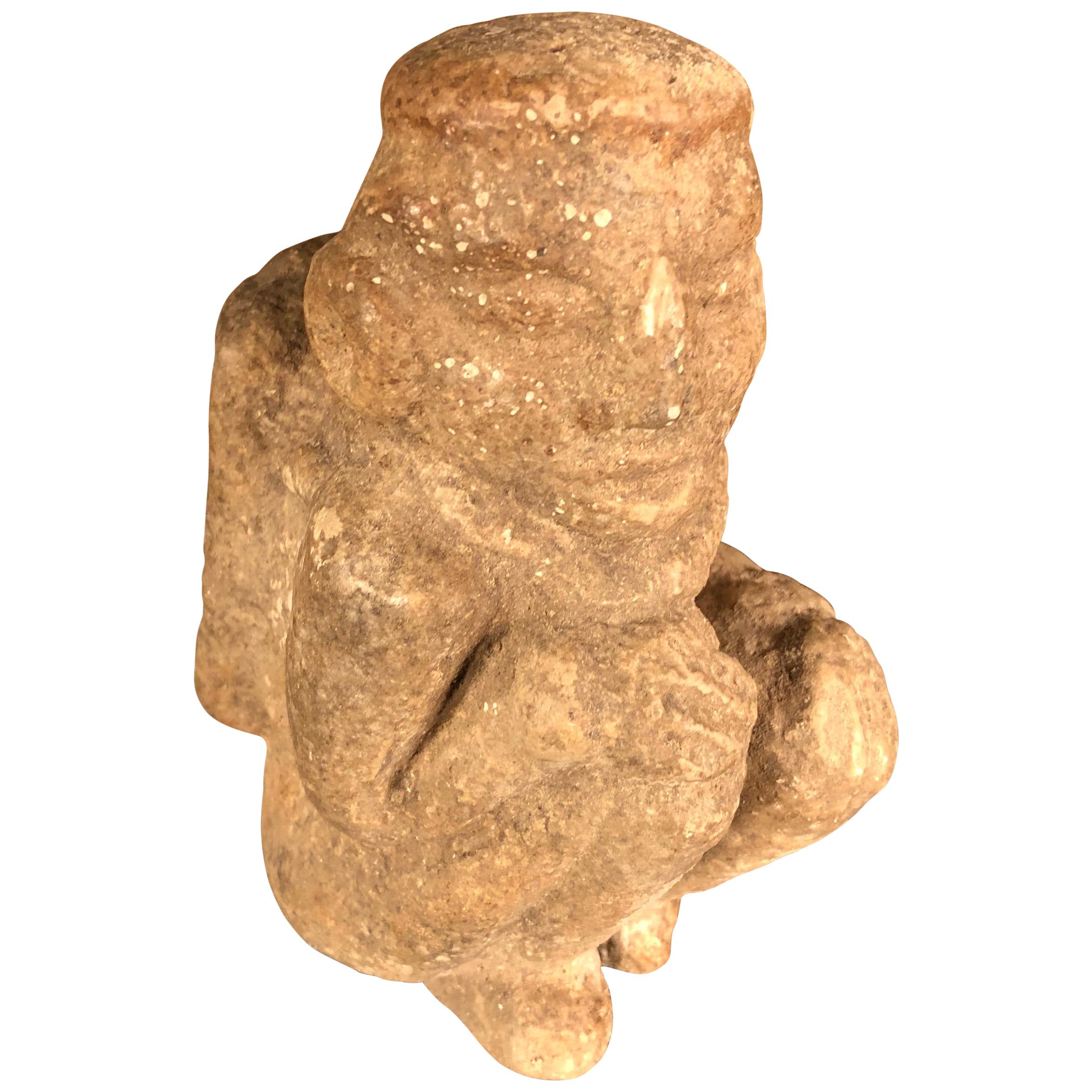 Antike handgeschnitzte Steinpfeifen-Skulptur eines Idols der amerikanischen Ureinwohner im Angebot