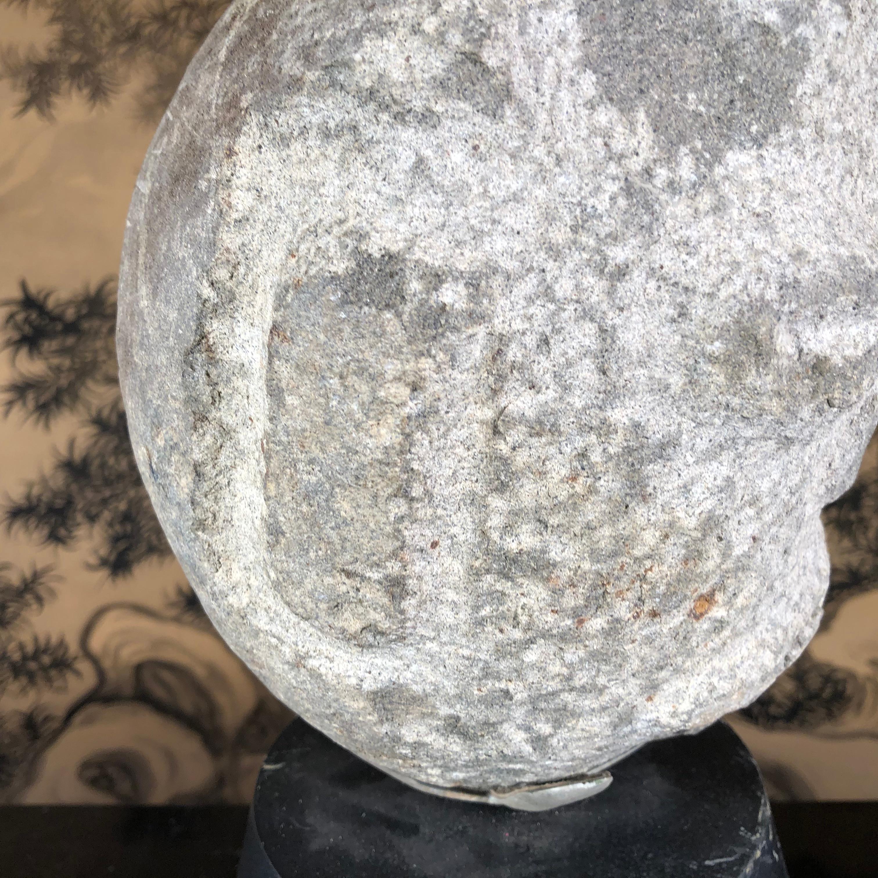 Native America Antique Hand Carved Granite Human Head For Sale 4