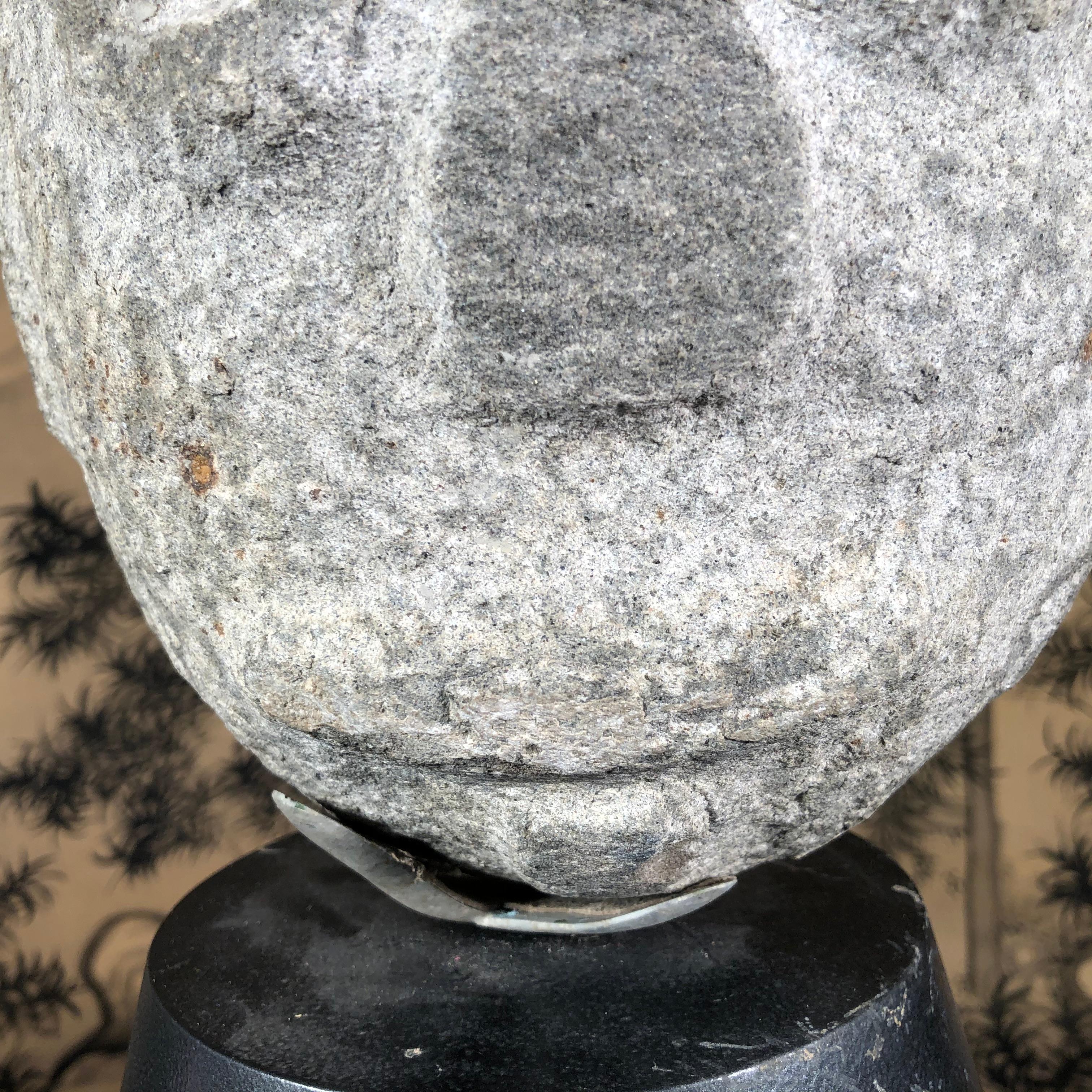 Native America Antique Hand Carved Granite Human Head For Sale 2