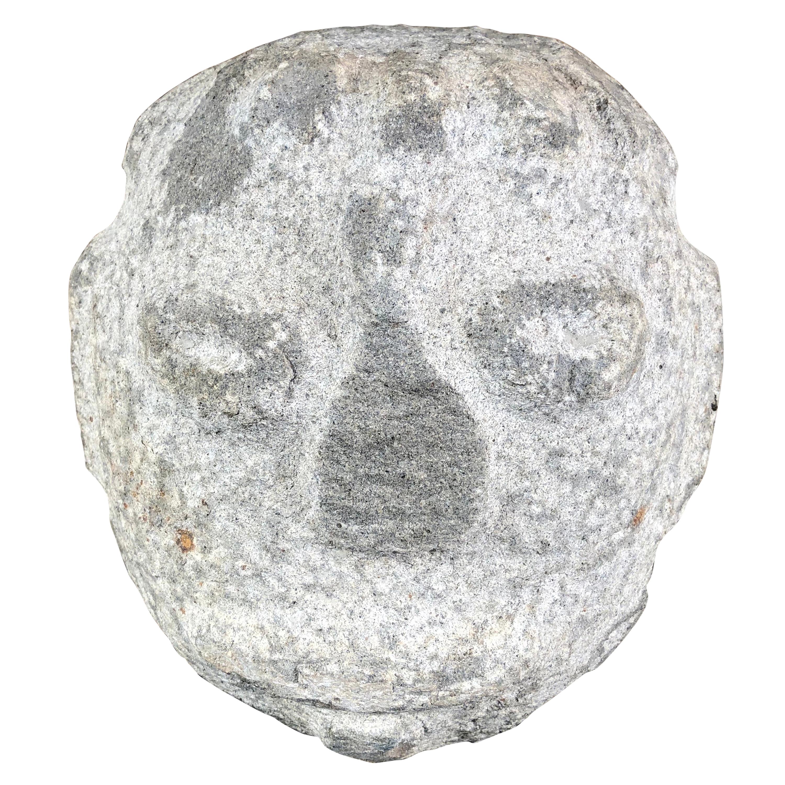 Native America Antique Hand Carved Granite Human Head For Sale