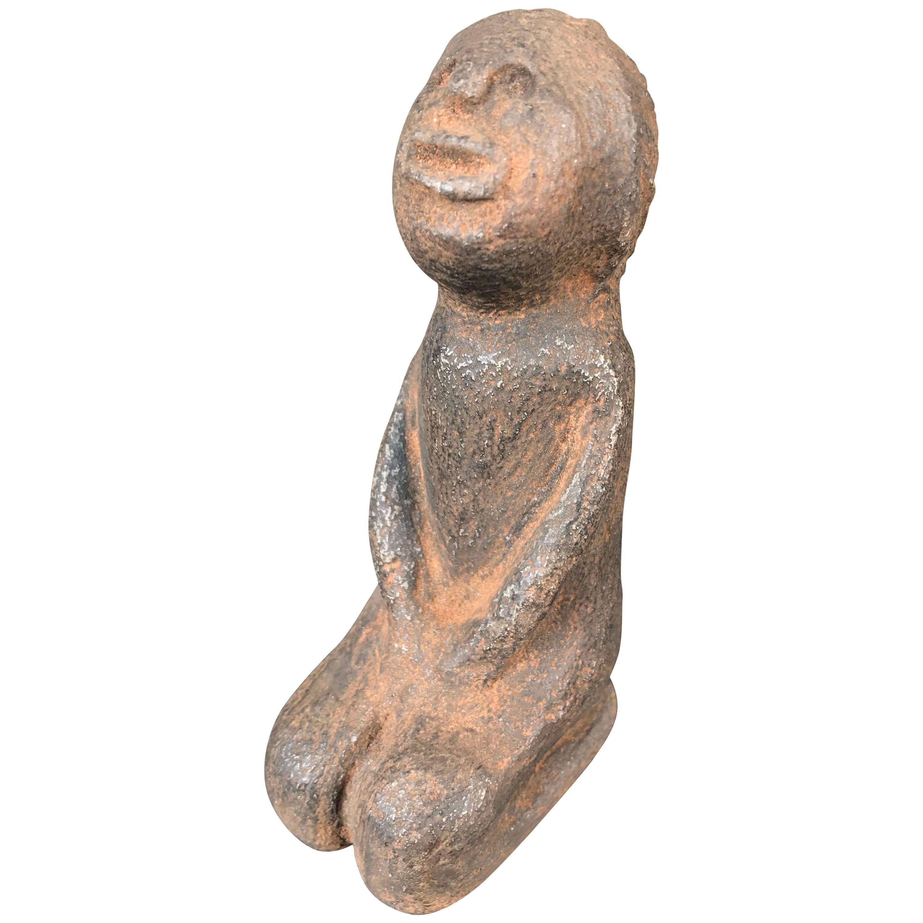 Native America Antique Seated Human Effigy "Star Gazer"