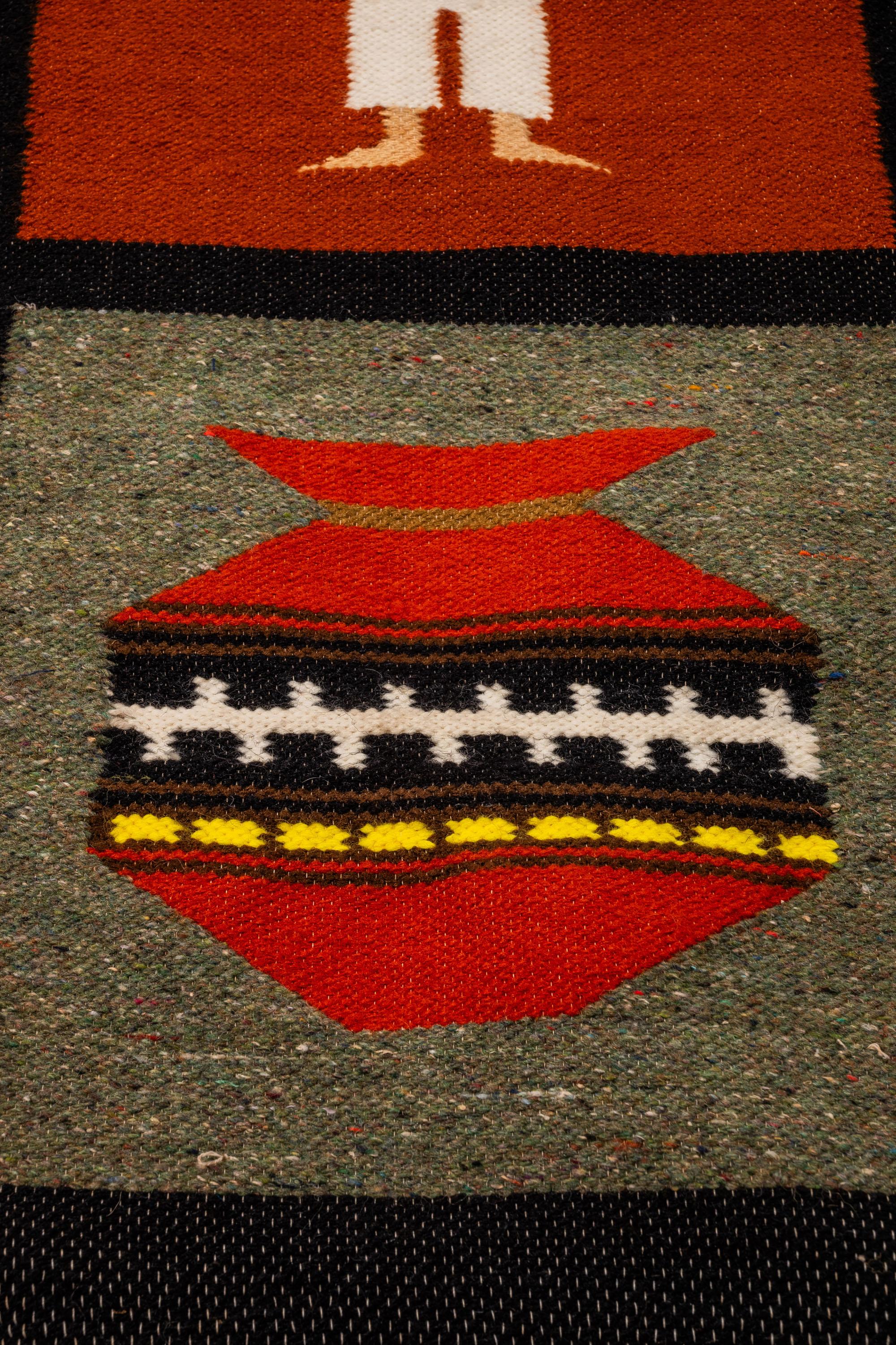  Native America Navajo South West Style Pictorial Rug Tapestry, c. Mid 1900s For Sale 1