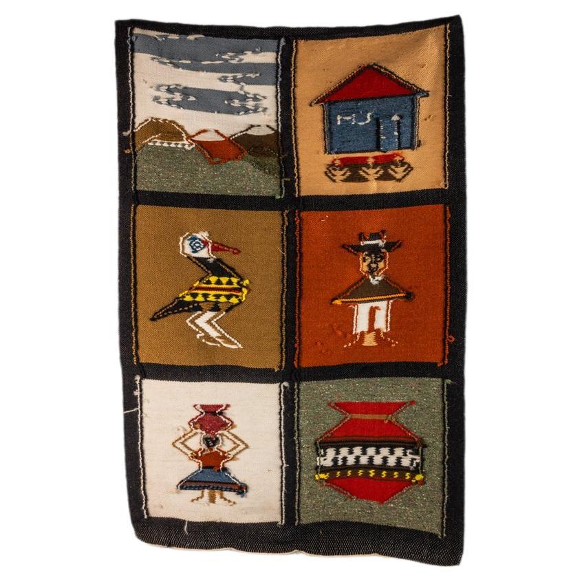  Native America Navajo South West Style Pictorial Rug Tapestry, c. Mid 1900s For Sale