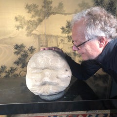 Native America Old Natural Stone Human Head Effigy Sculpture