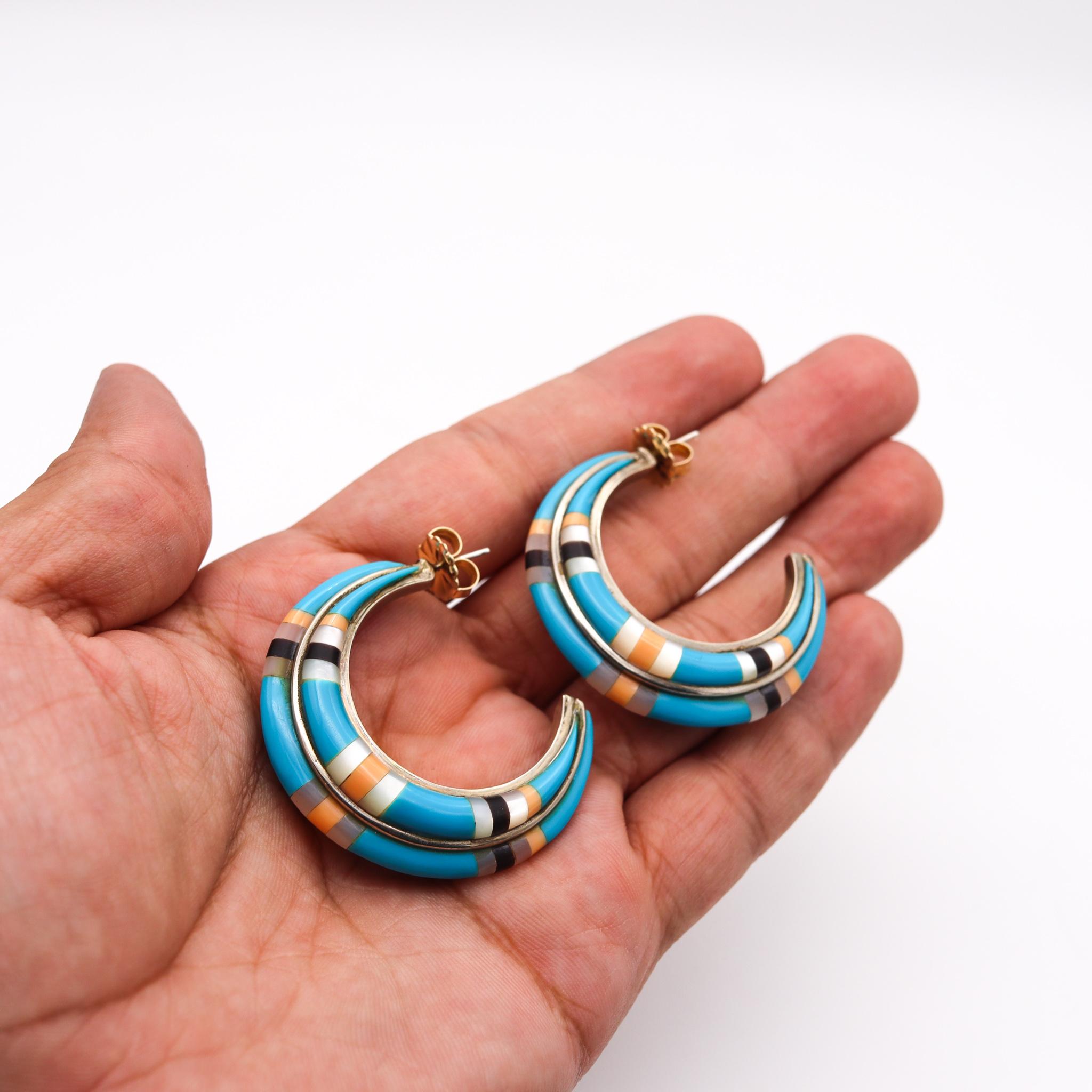 native american turquoise hoop earrings