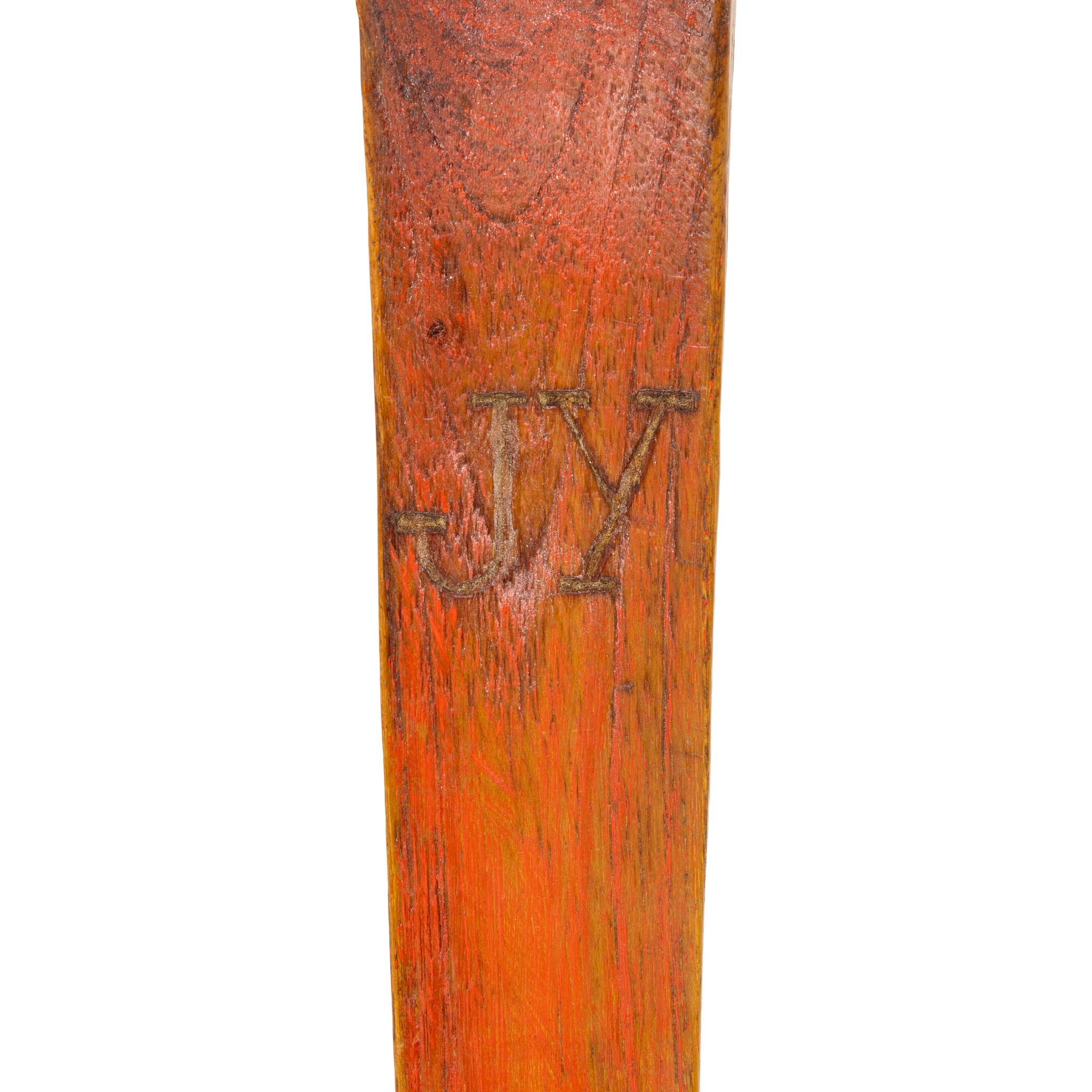 Native American ball headed dance club with expanded shaft, engraving with initials 