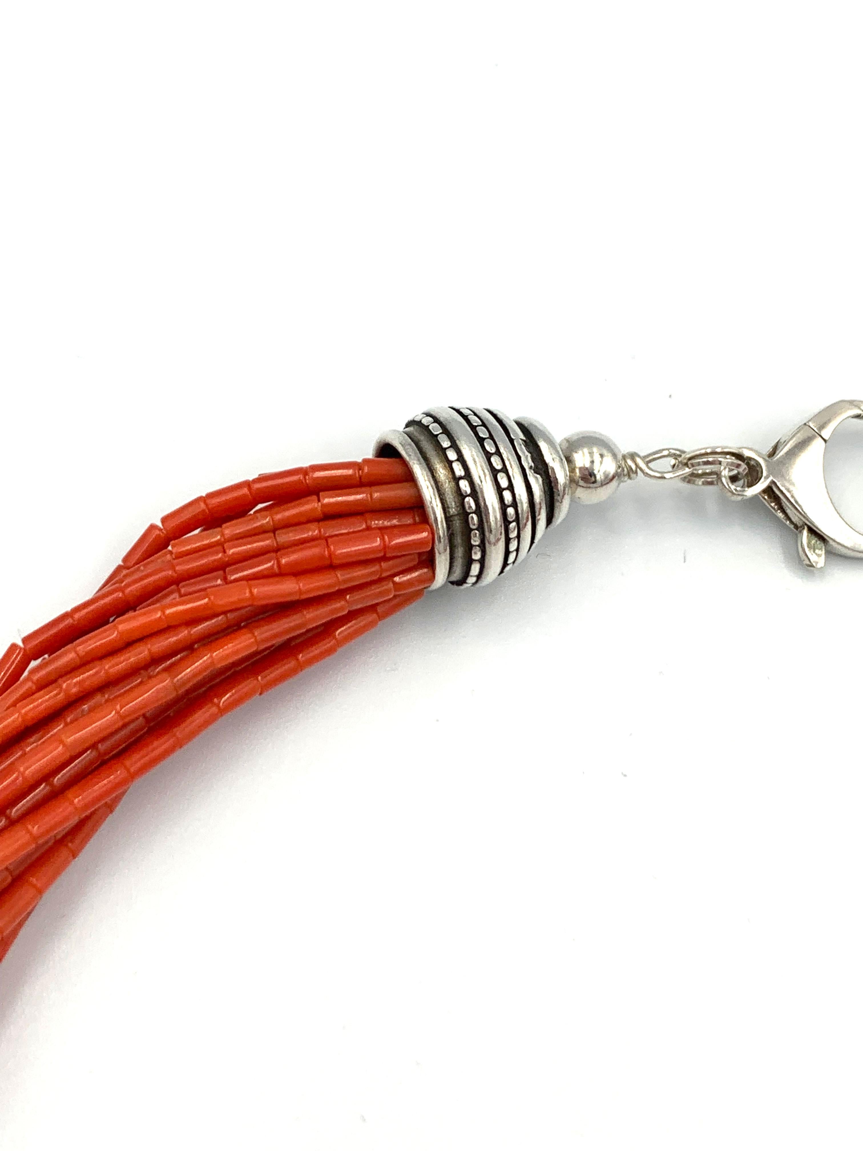 Native American 20-Strand Mediterranean Coral Beaded Necklace For Sale 3
