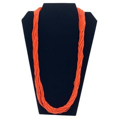Native American 20-Strand Mediterranean Coral Beaded Necklace
