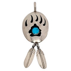 Jensen Pendentif amérindien en argent sterling avec plumes d'ours en forme de patte d'ours