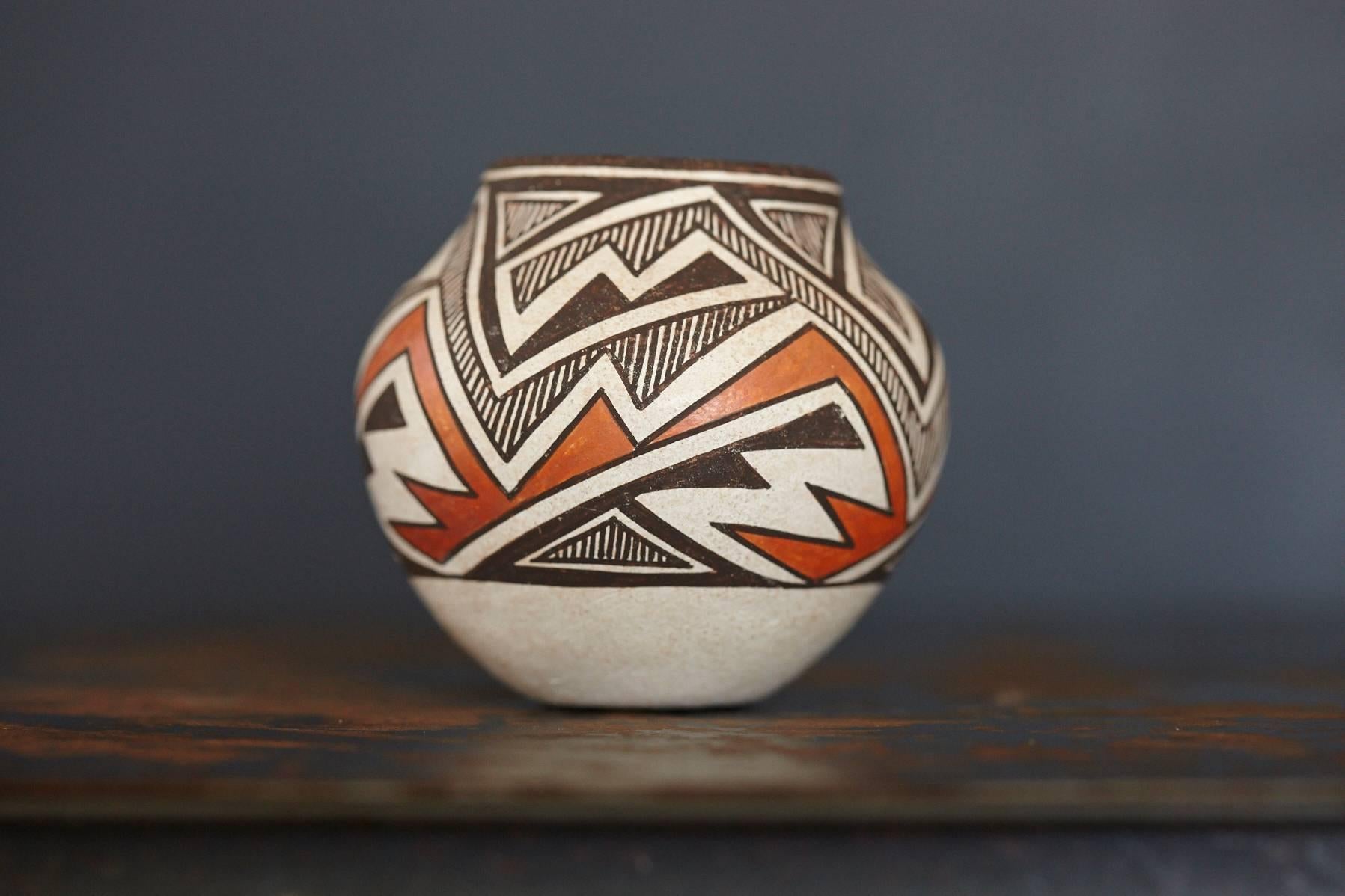 Late 20th Century Native American Acoma Earthenware Polychromed Jar by J.G. Louis, circa 1970s