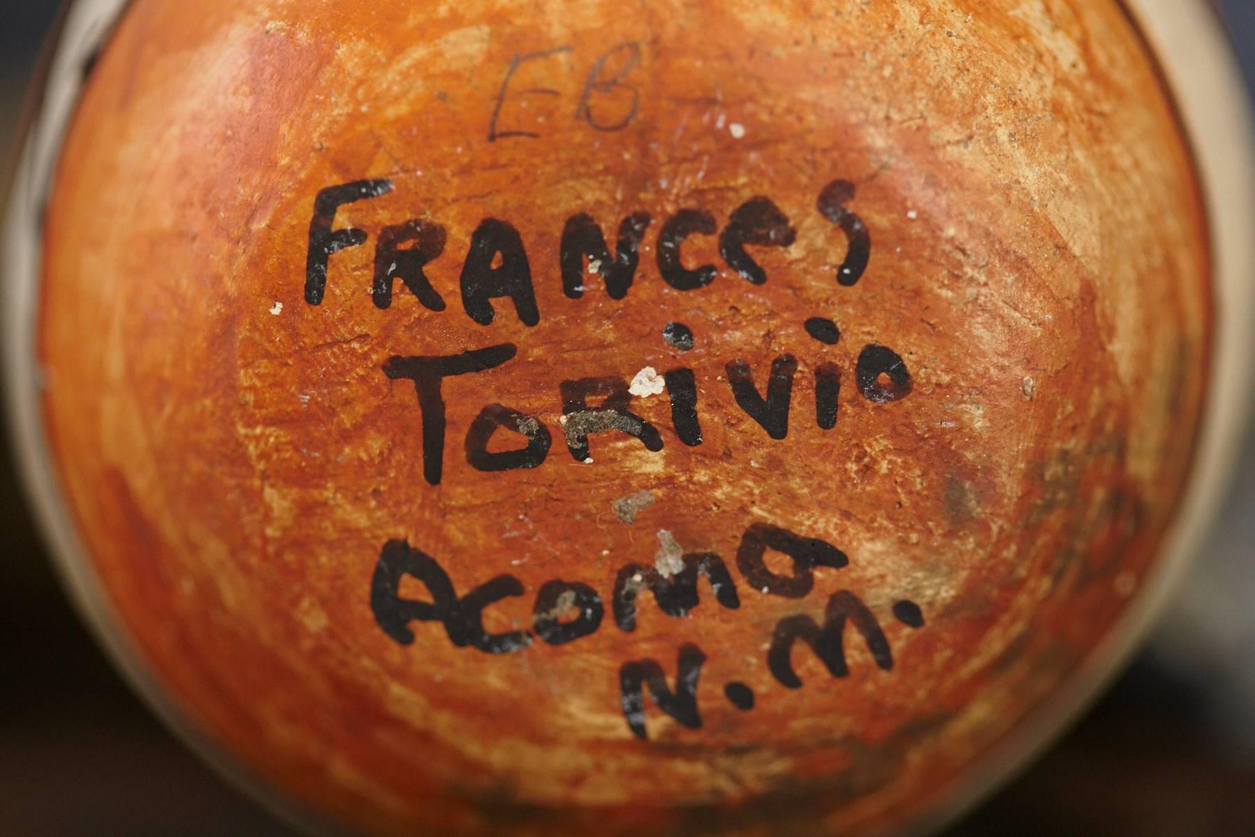 Native American Acoma Polychromed Owl Jar by Frances Torivio, circa 1960s 5