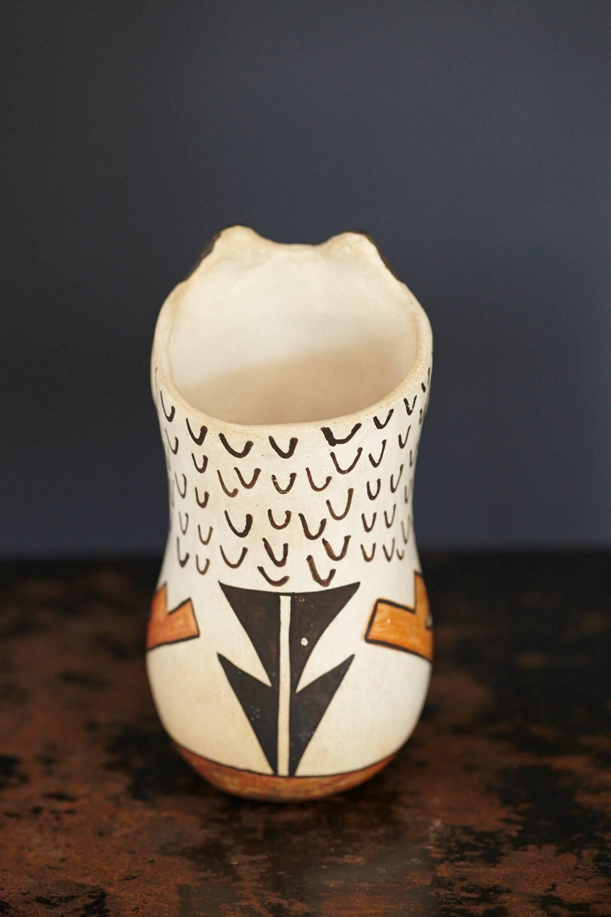 Mid-20th Century Native American Acoma Polychromed Owl Jar by Frances Torivio, circa 1960s