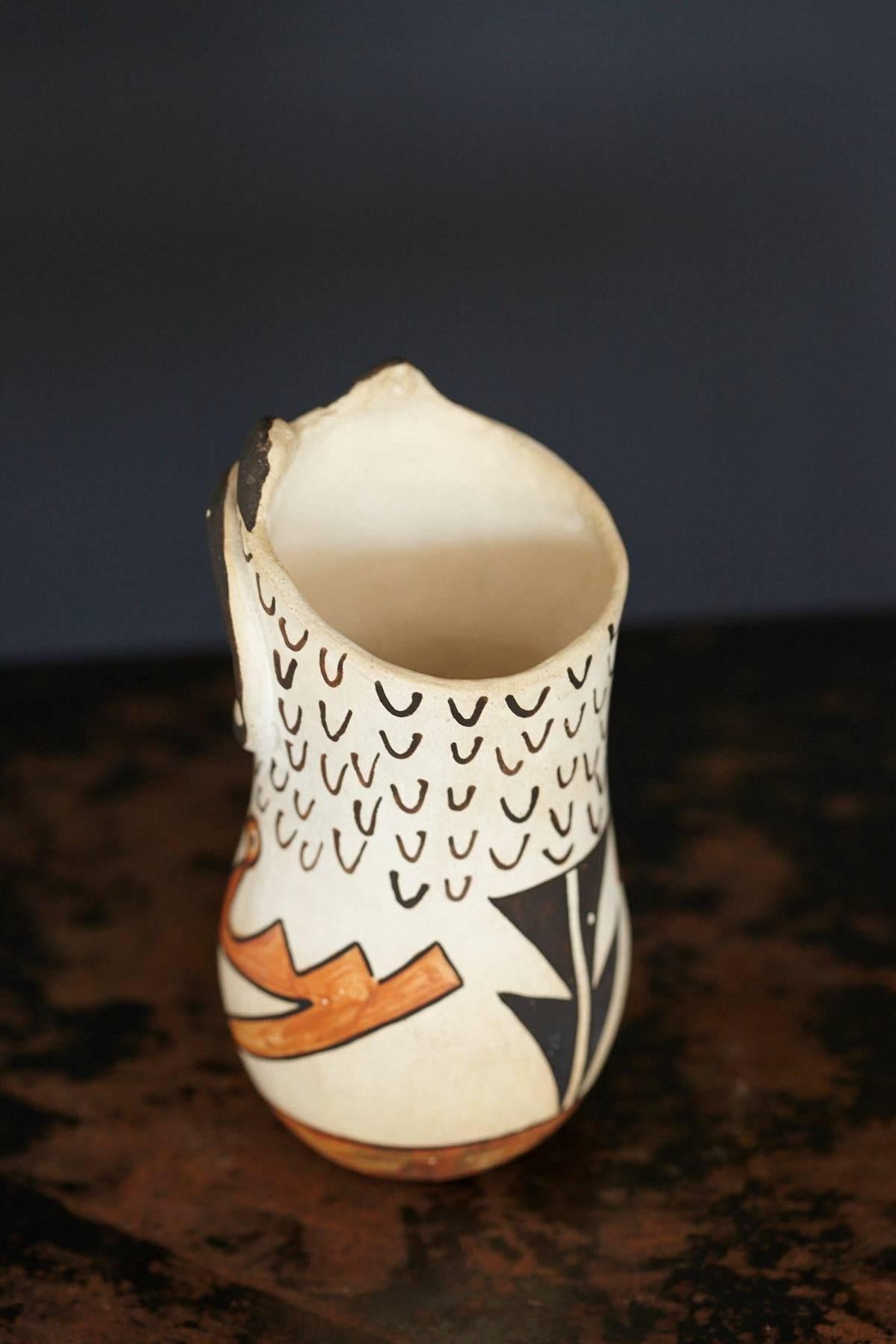 Native American Acoma Polychromed Owl Jar by Frances Torivio, circa 1960s 1