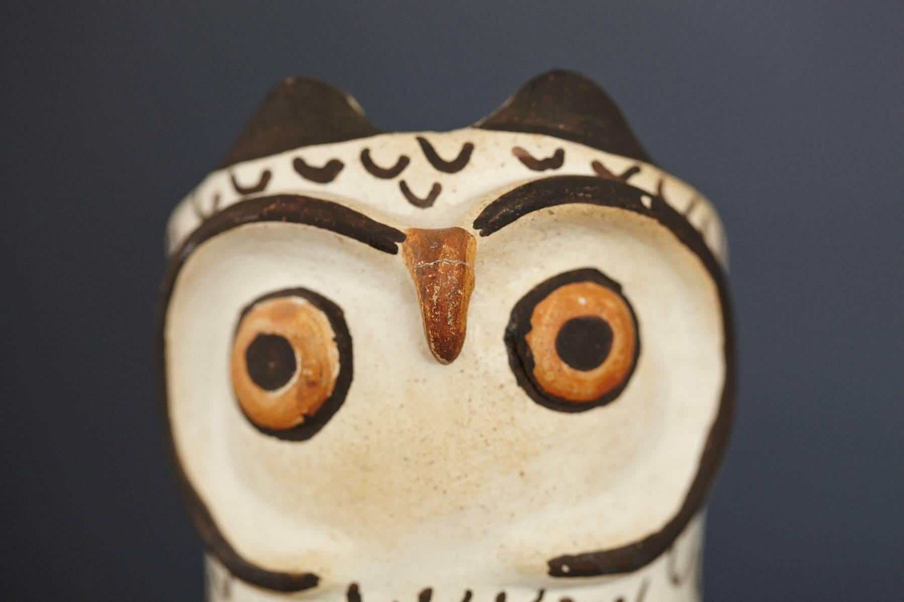 Native American Acoma Polychromed Owl Jar by Frances Torivio, circa 1960s 2