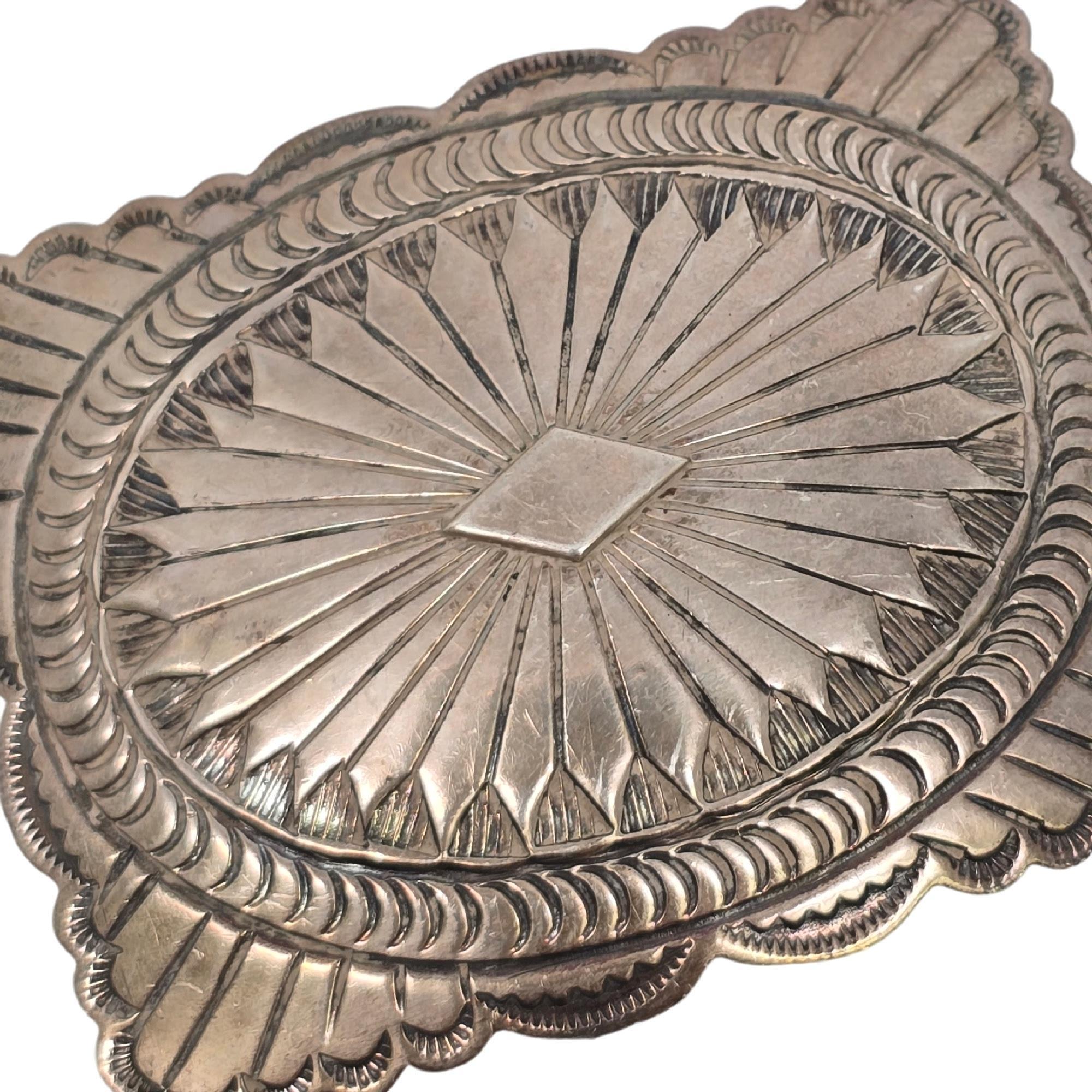 Native American Alfred Martinez Sterling Silver Belt Buckle #19116 1