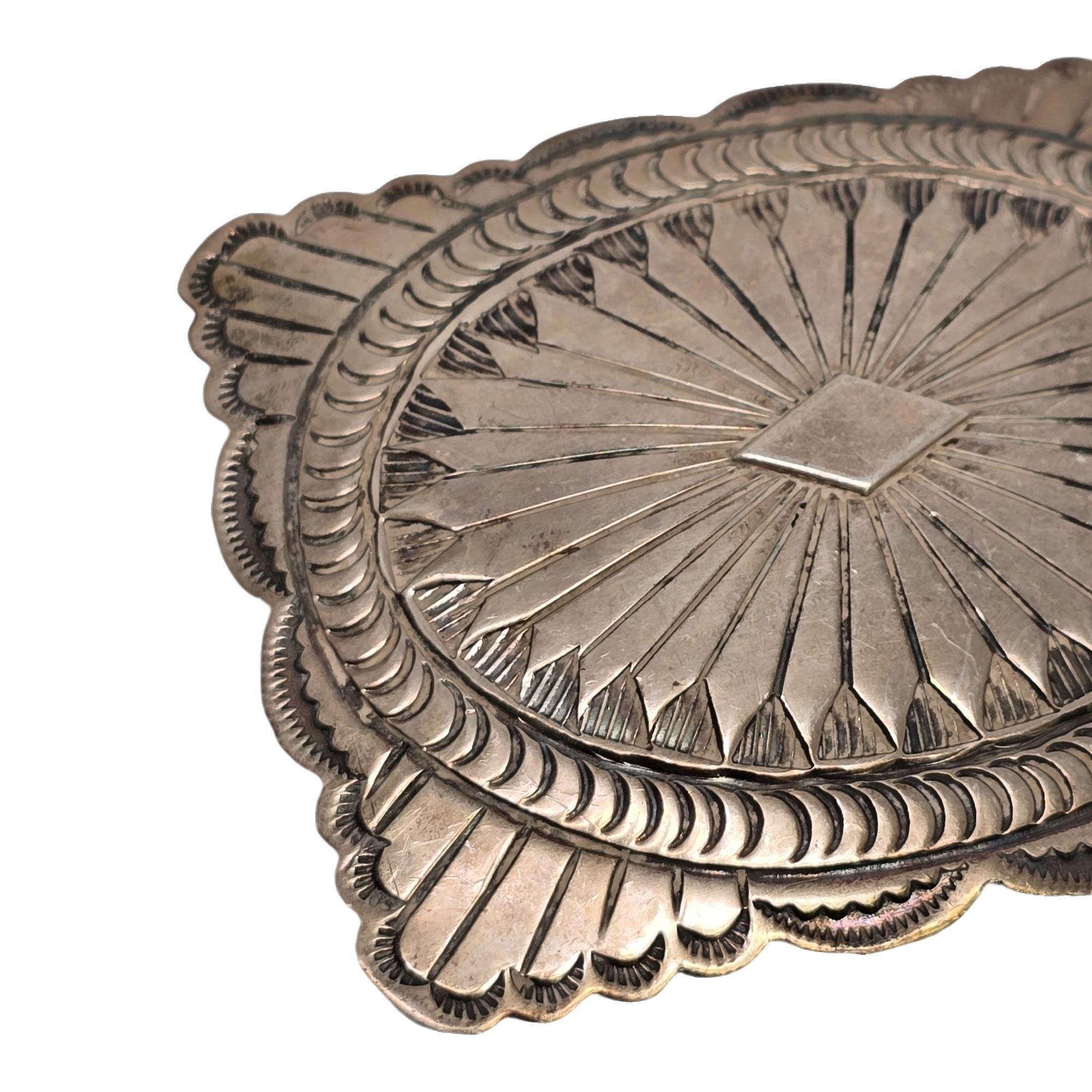 Native American Alfred Martinez Sterling Silver Belt Buckle #19116 2
