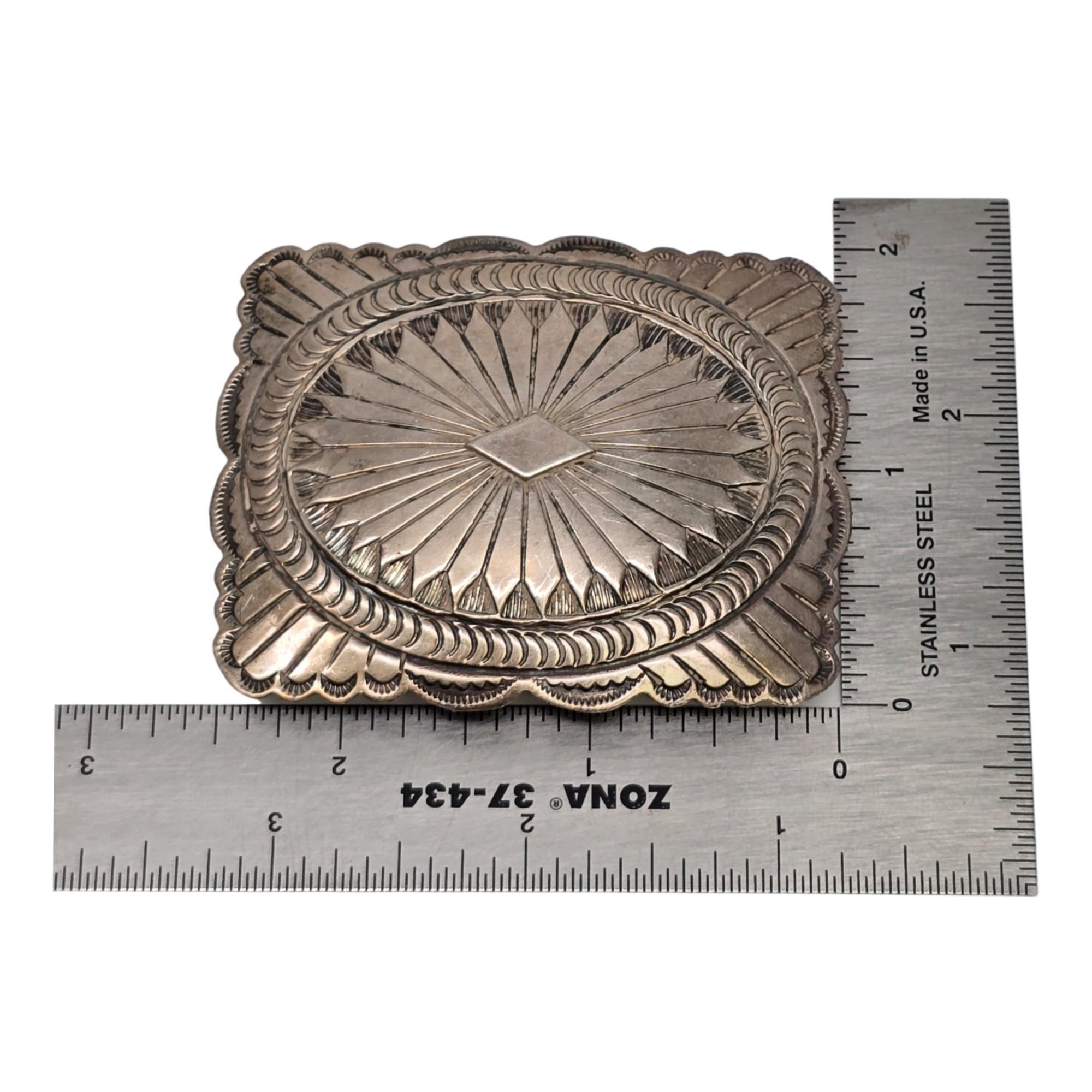 Native American Alfred Martinez Sterling Silver Belt Buckle #19116 4