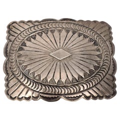 Vintage Native American Alfred Martinez Sterling Silver Belt Buckle #19904