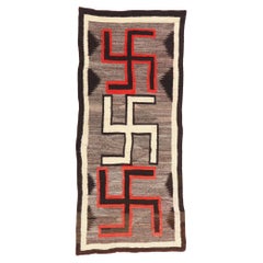Native American Antique Crystal Whirling Log Navajo-Style Rug, 03'04 x 07'10