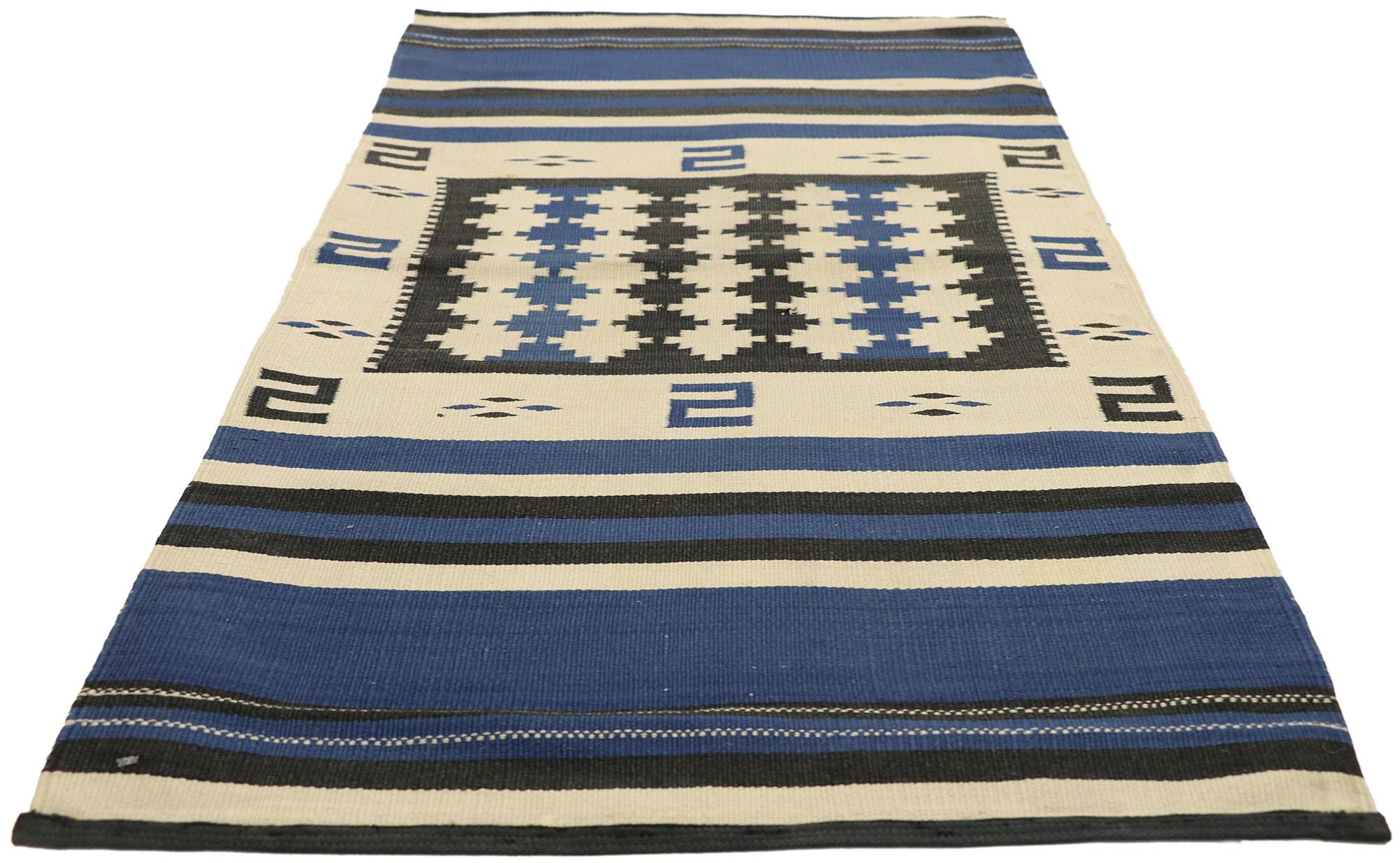 Hand-Woven Native American Antique Indian Navajo Kilim Rug, Navajo Saddle Blanket