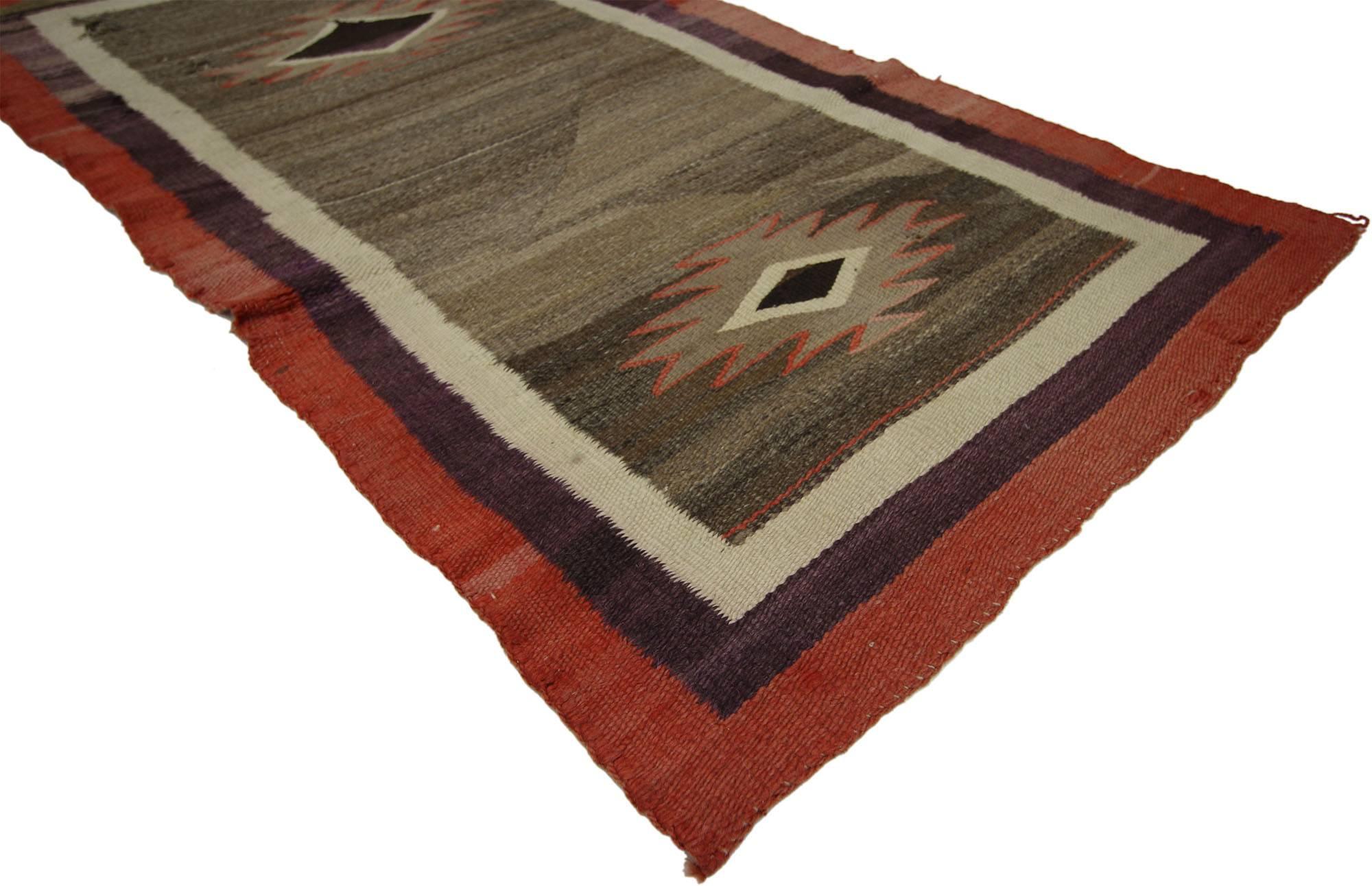 Native American Antique Indian Navajo Kilim Rug with Southwest Style 1