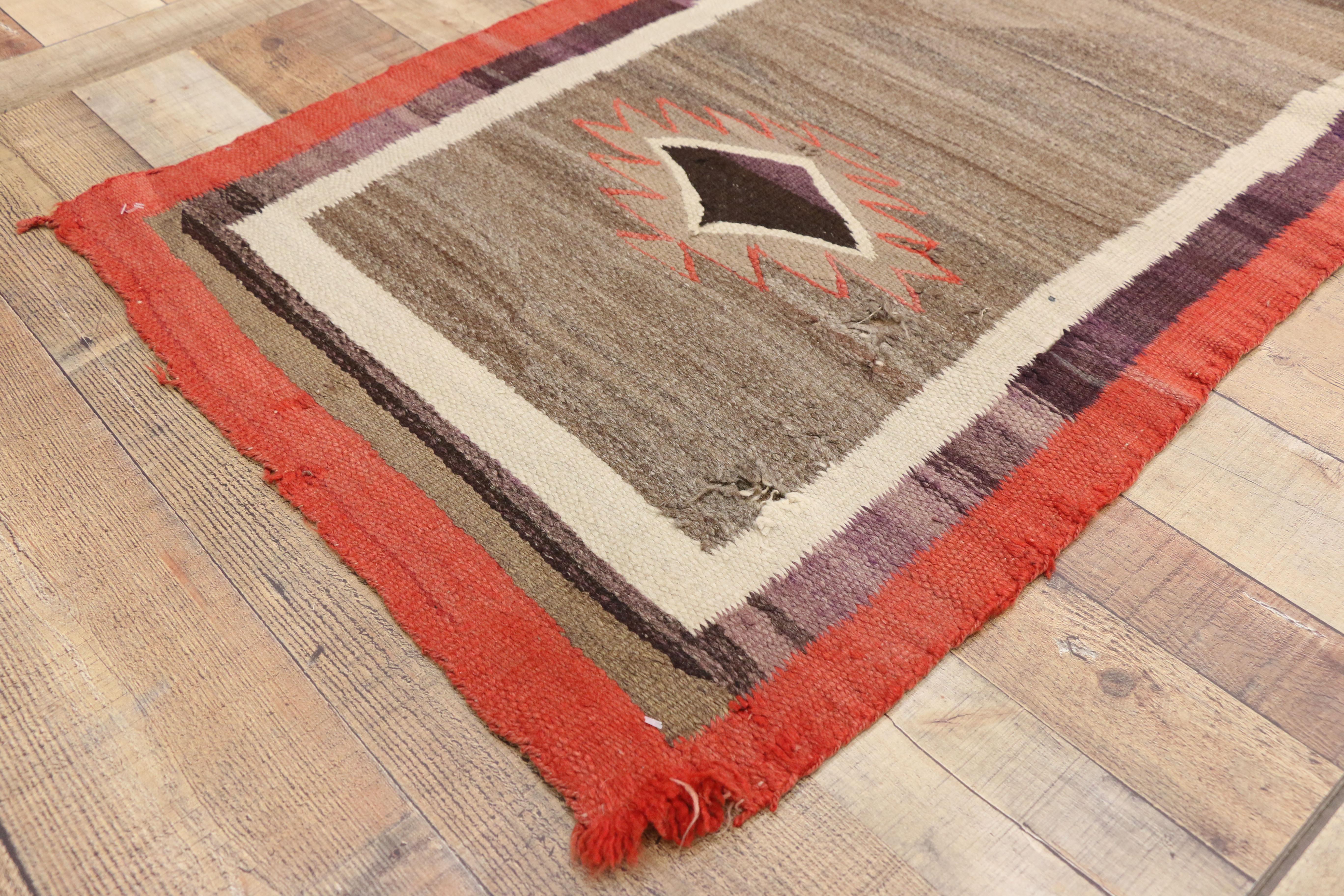 20th Century Native American Antique Indian Navajo Kilim Rug with Southwest Style