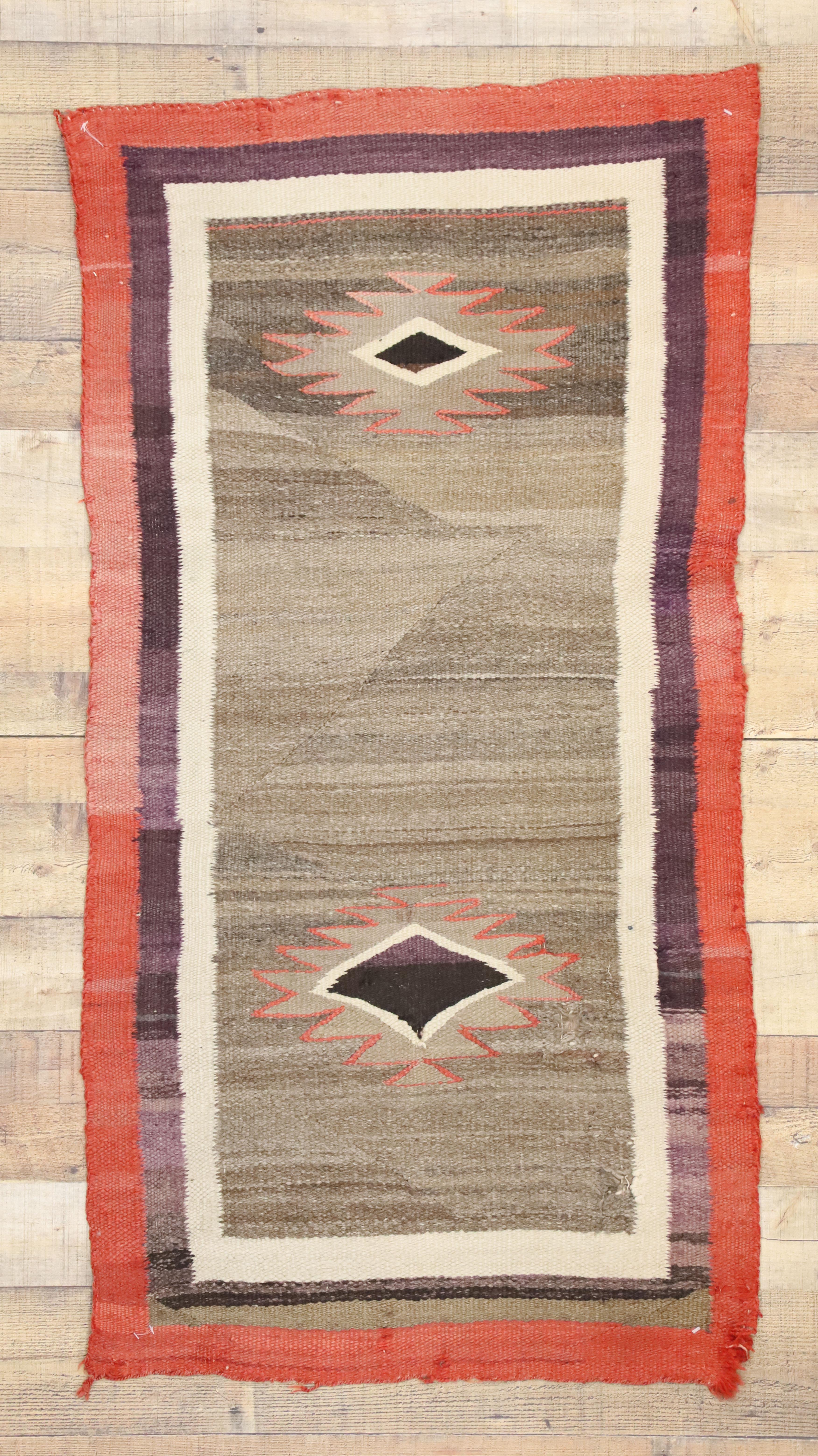 Wool Native American Antique Indian Navajo Kilim Rug with Southwest Style