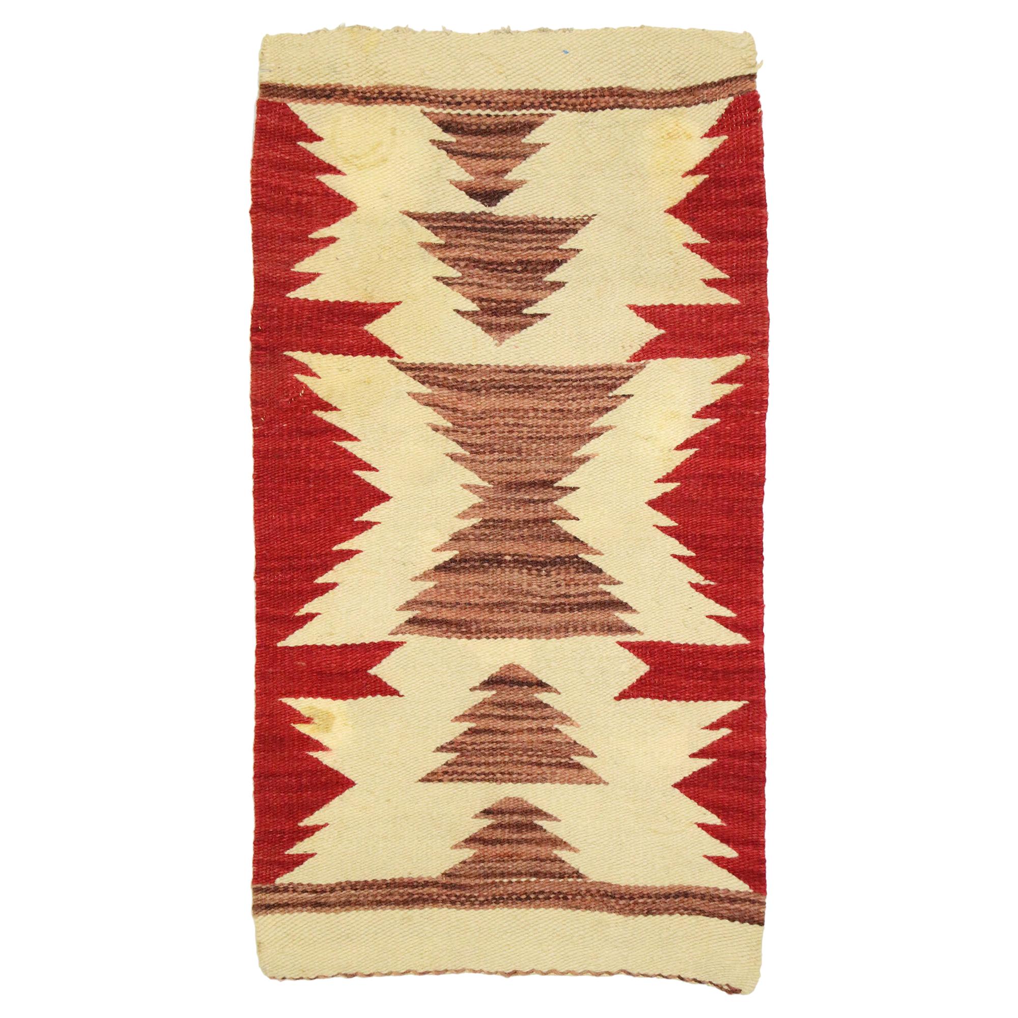 Native American Antique Kilim Rug with Navajo Two Grey Hills Style