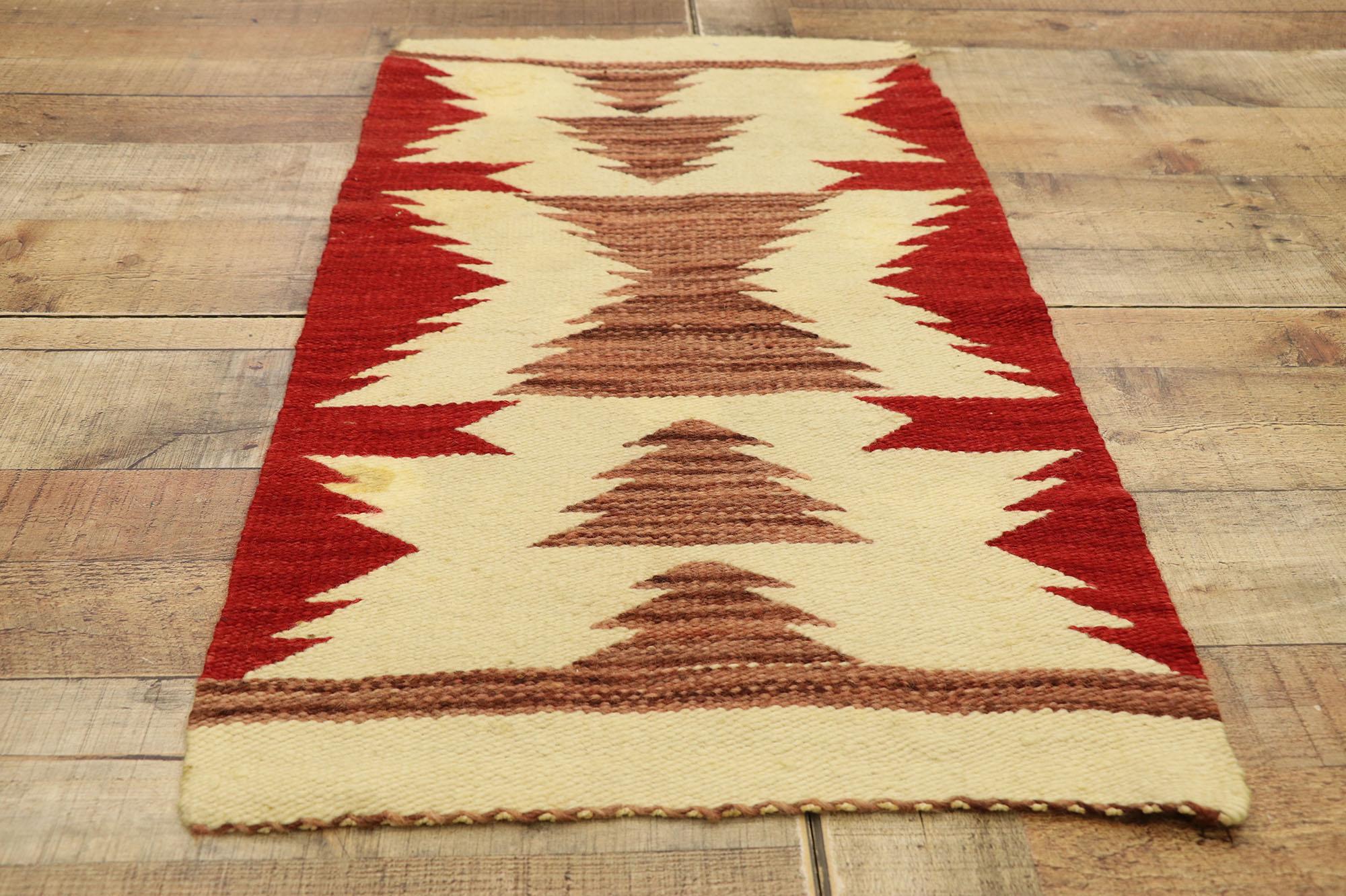 Native American Antique Kilim Rug with Navajo Two Grey Hills Style In Distressed Condition In Dallas, TX