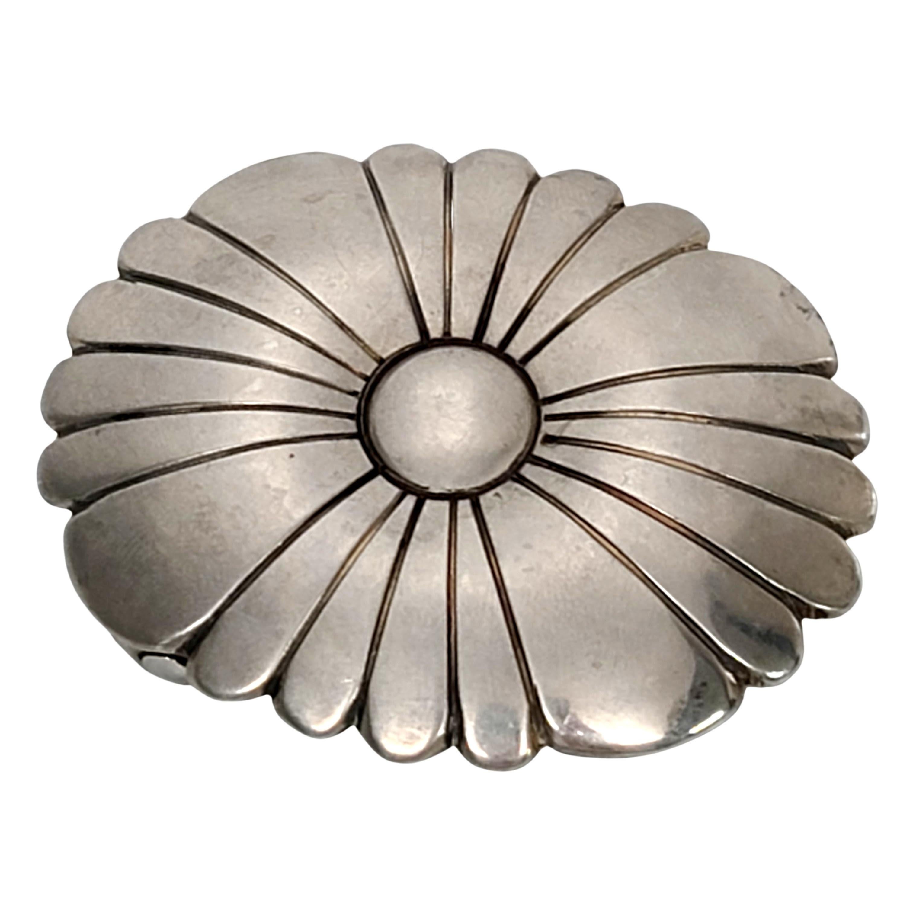 Native American Arnold Blackgoat Sterling Silver Flower Belt Buckle In Good Condition In Washington Depot, CT