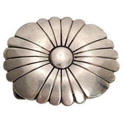 Native American Arnold Blackgoat Sterling Silver Flower Belt Buckle