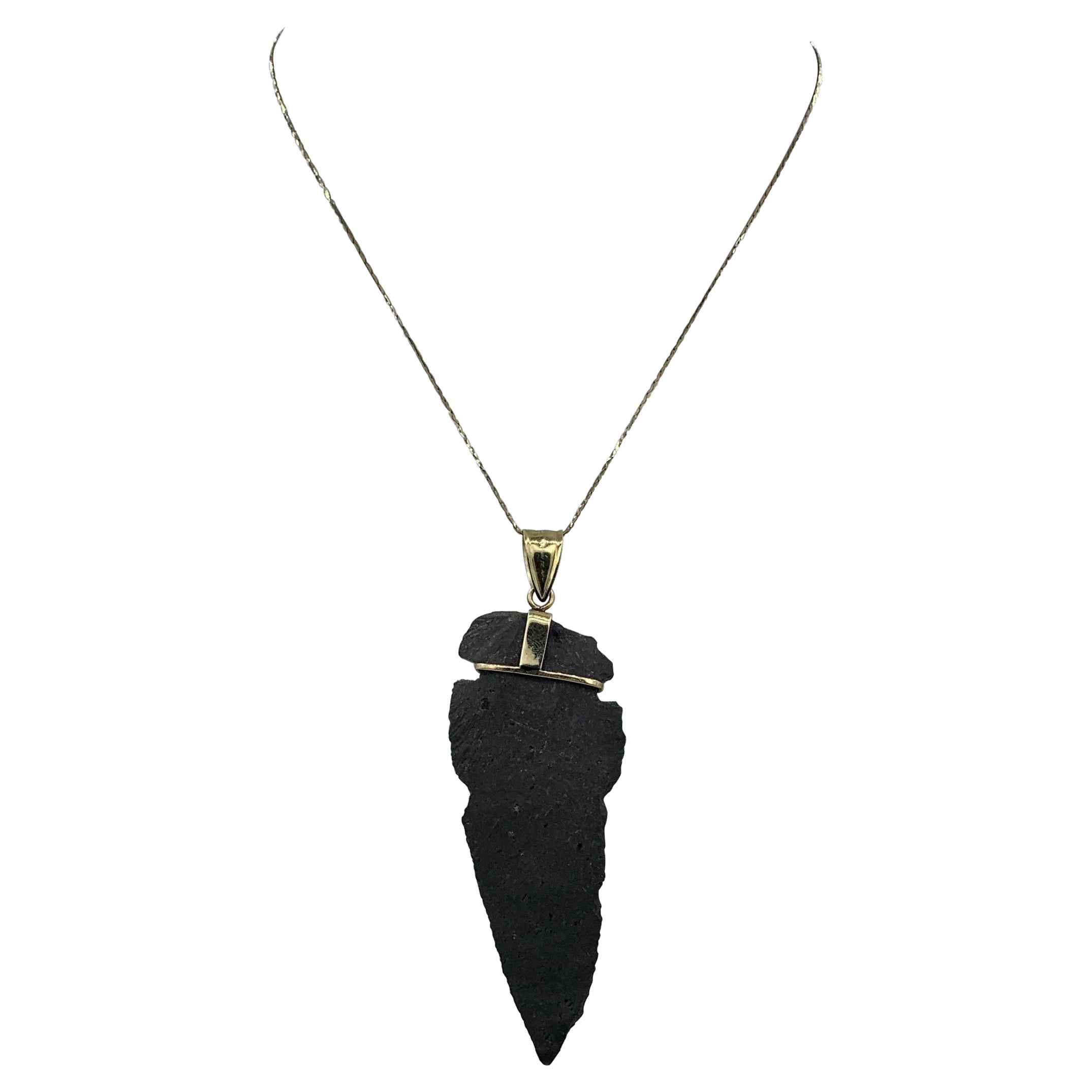 Native American Arrowhead 14 Karat Gold Pendant Necklace