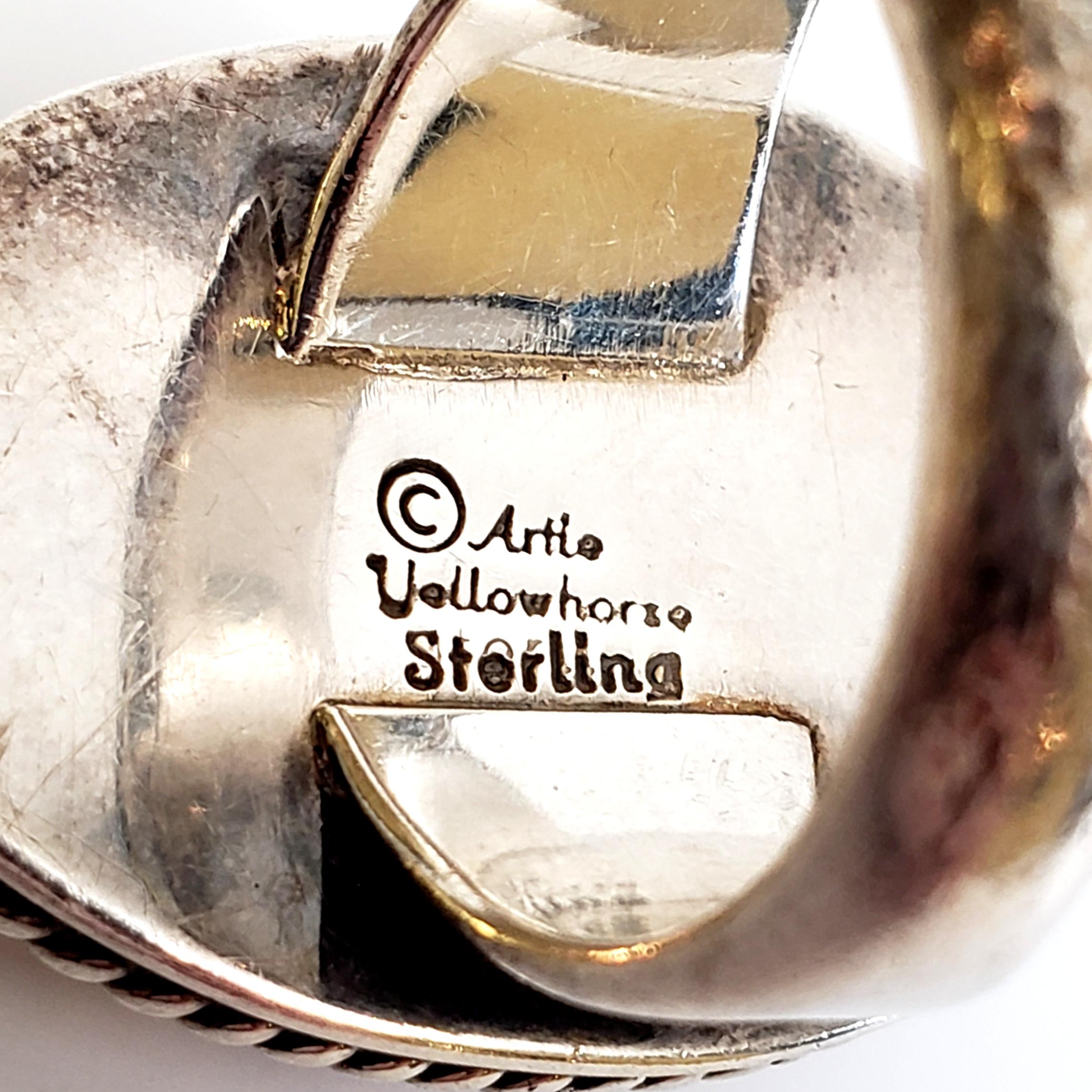 Ureinwohner Amerikas Artie Yellow Horse Sterling Silber und Bernstein Ring 3