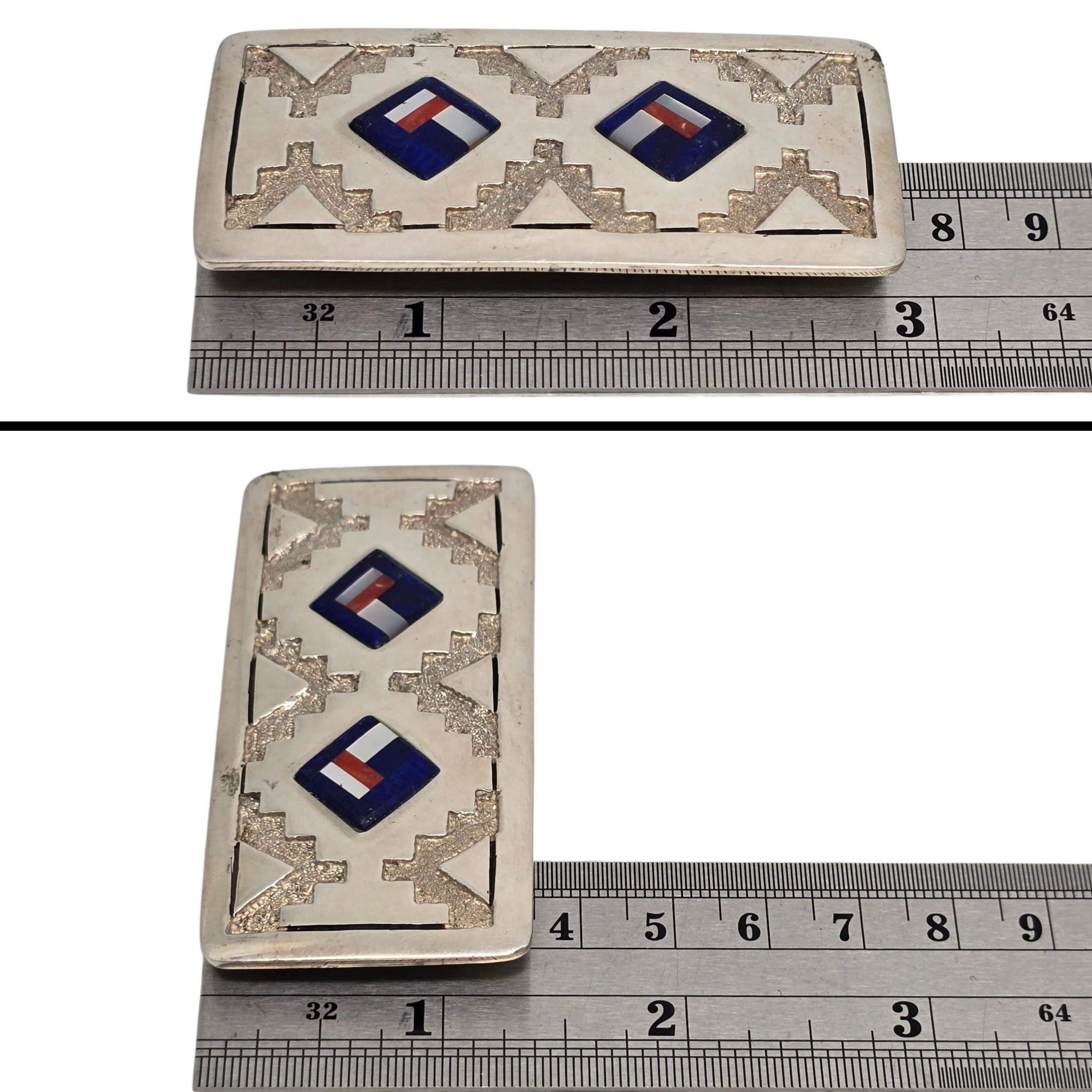 Native American A Stone Sterling Silver Inlay Belt Buckle & Conchos #23616 en vente 3