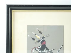 Native American Battle Regalia Warrior Mounted Painting