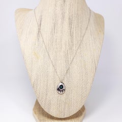 Native American Bear Claw Sterling Silver and Turquoise Pendant Necklace