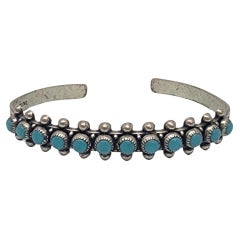 Native American Bell Trading Post Sterling Silver Turquoise Cuff Bracelet #18607