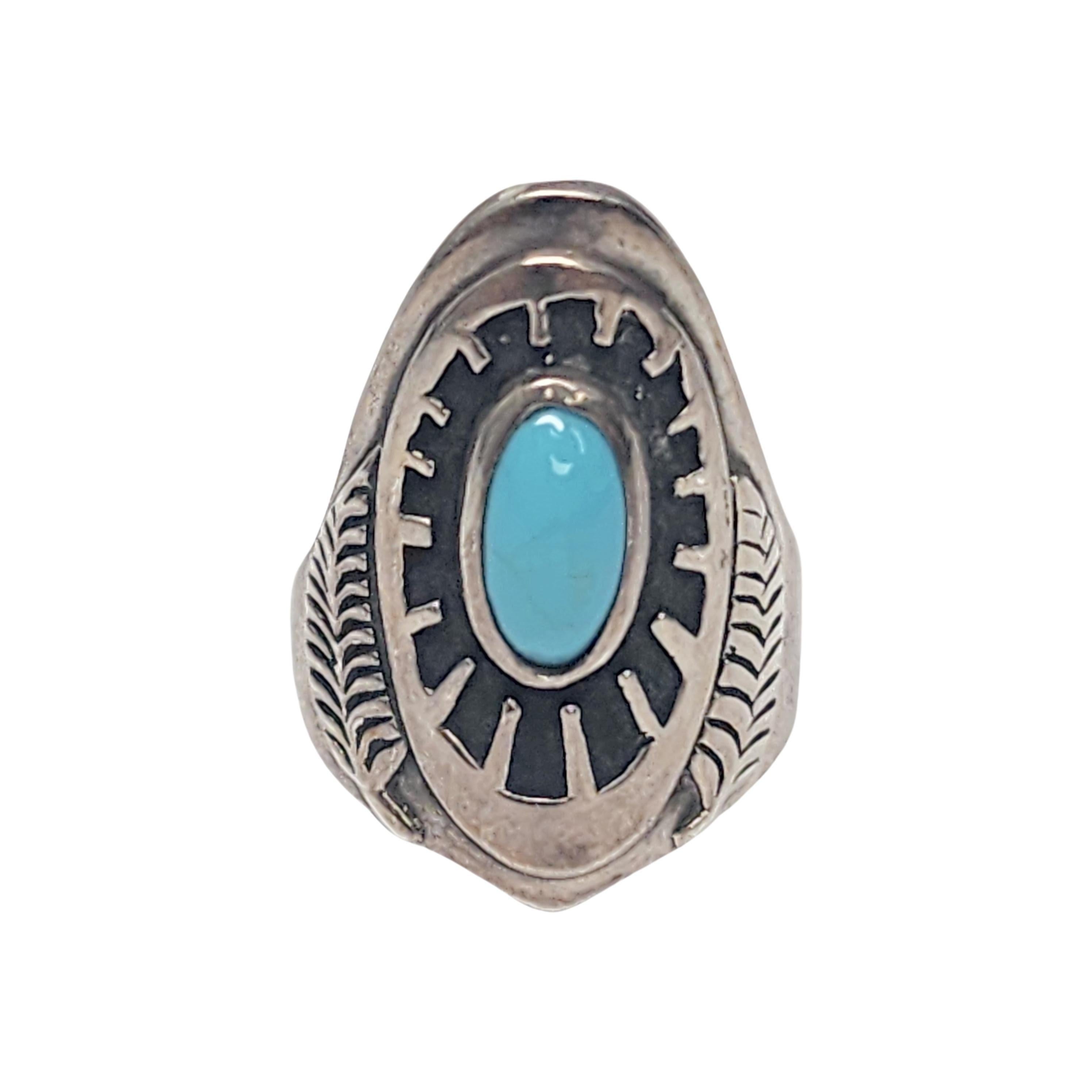 Native American Ben Nighthorse Türkis-Ring aus Sterlingsilber Größe 8 3/4 #16499 1