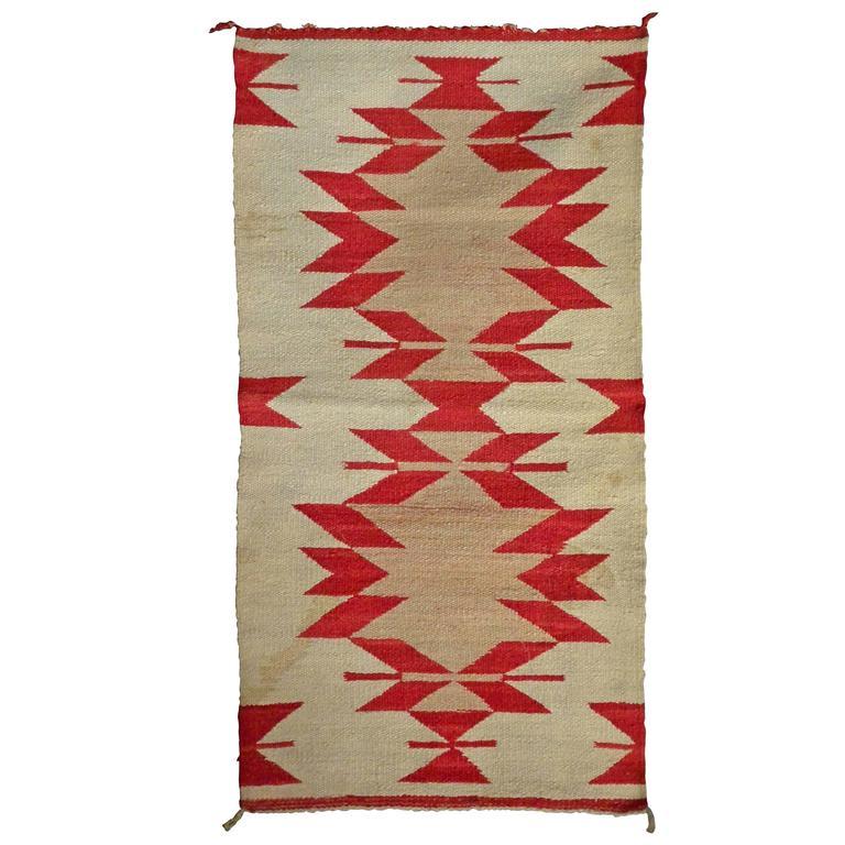 Native American Red and Cream Saddle Blanket  In Good Condition In New York, NY