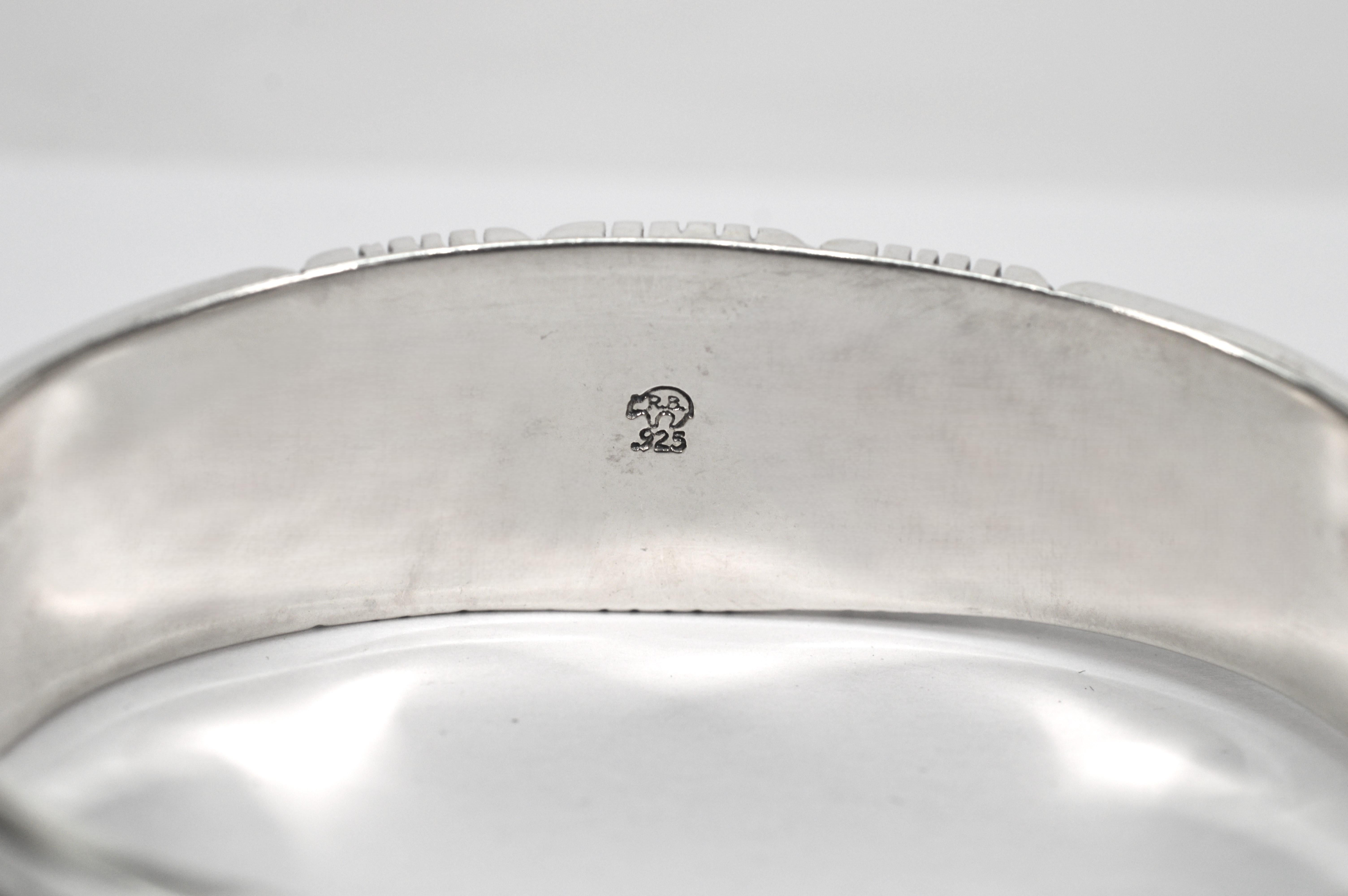 Native American Blue Topaz Turquoise Sterling Silver Cuff For Sale 5