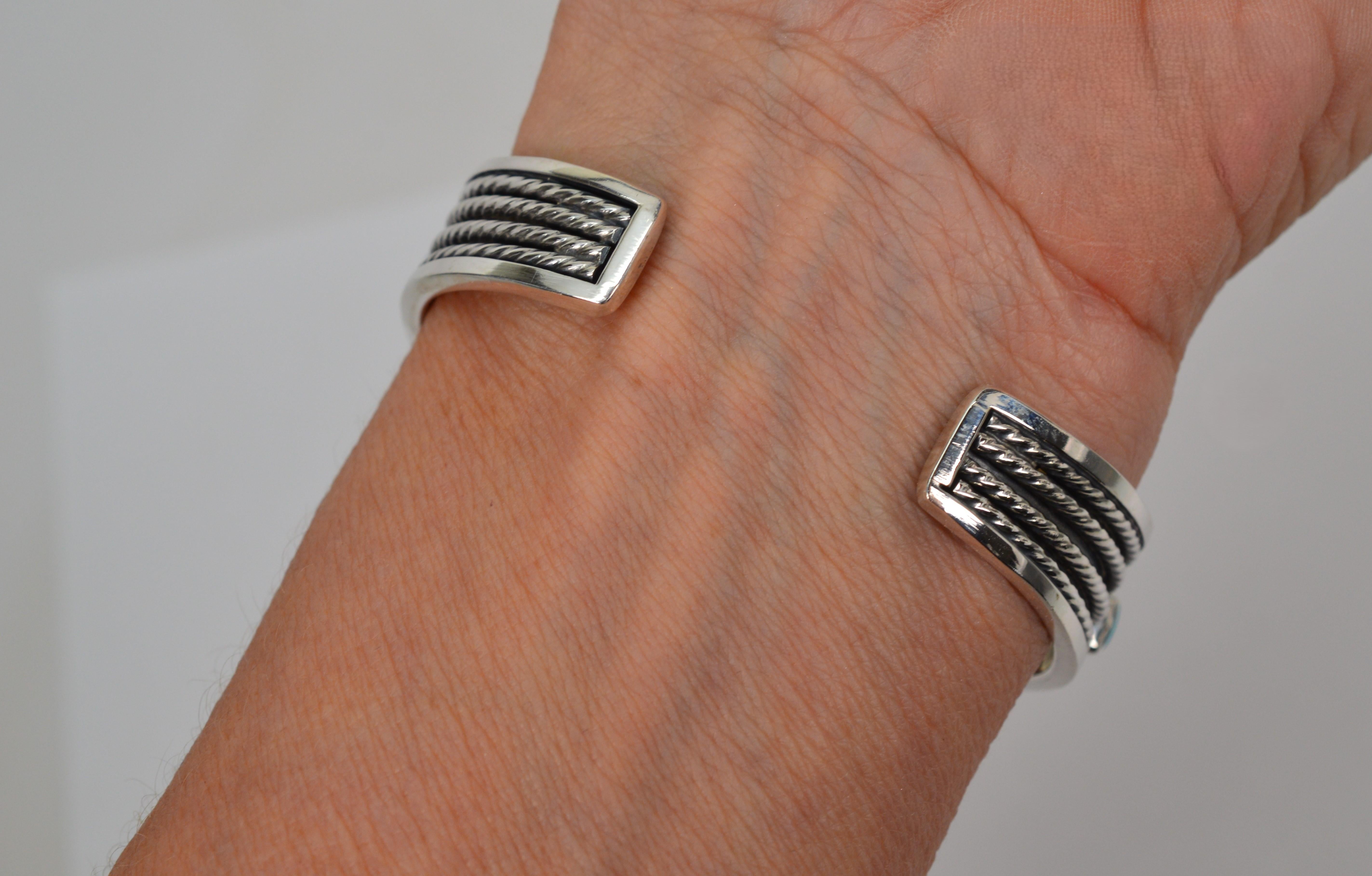 Native American Blue Topaz Turquoise Sterling Silver Cuff For Sale 4
