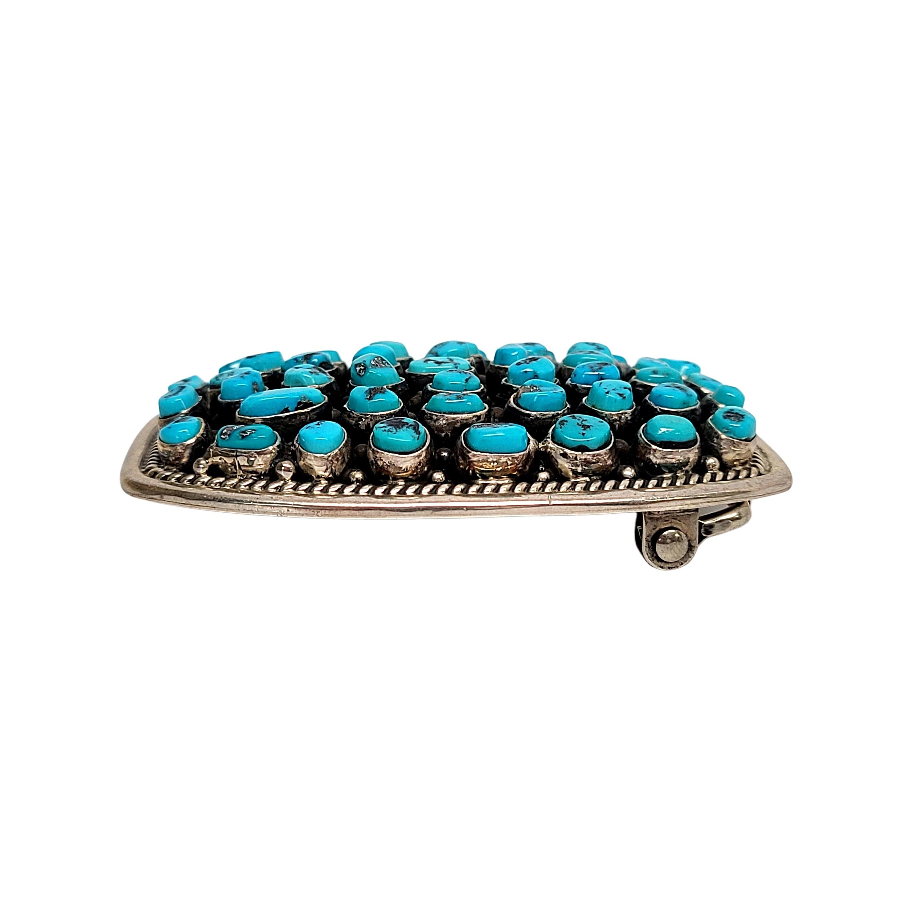 Cabochon Native American Bobby Johnson Sterling Silver Turquoise Belt Buckle