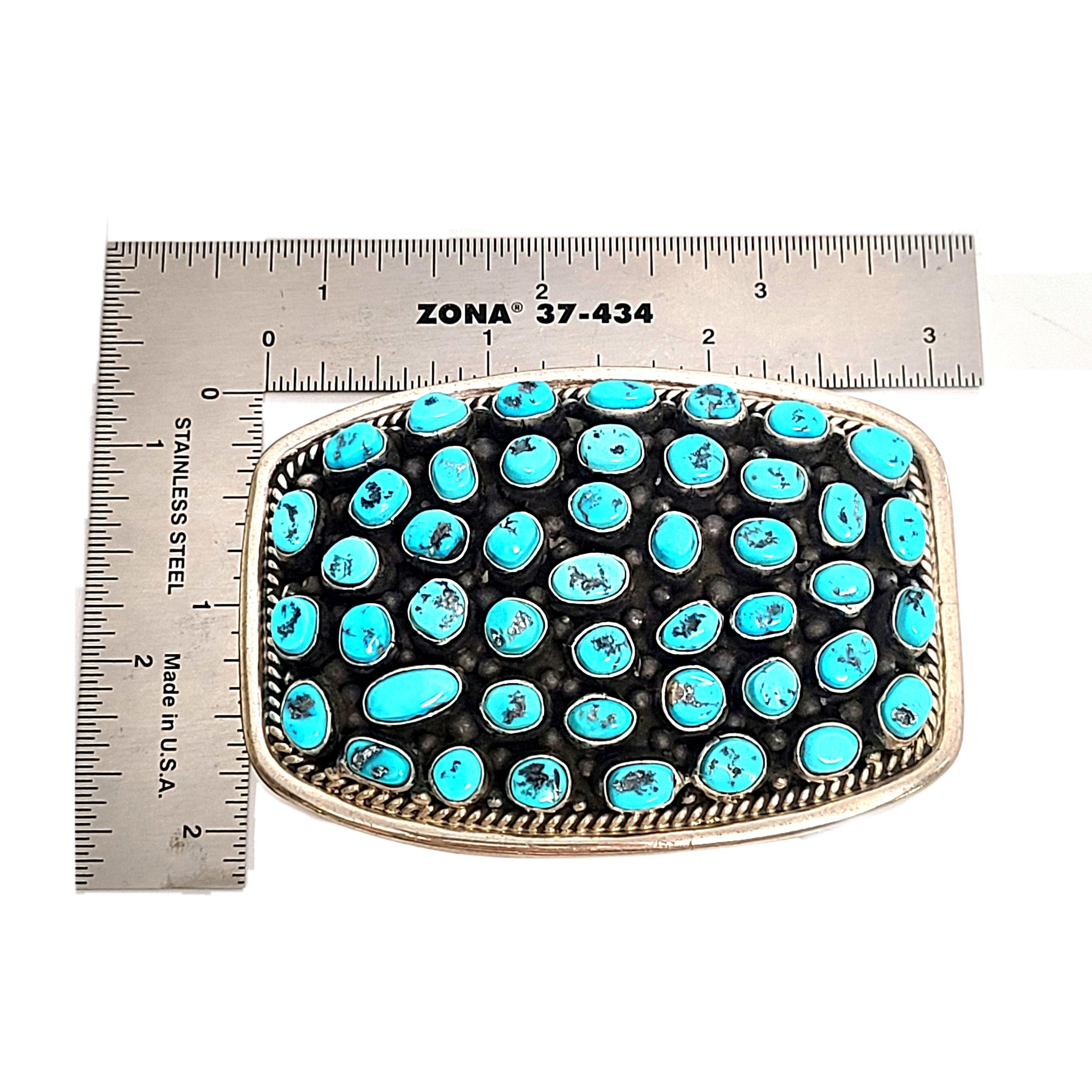 Native American Bobby Johnson Sterling Silver Turquoise Belt Buckle 3
