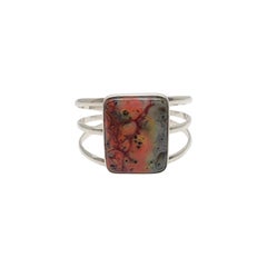 Native American Bright Agate Sterling Silver Cuff Bracelet #18186