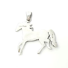 Native American Calvin Begay Sterling Silver Stone Inlay Horse Pendant