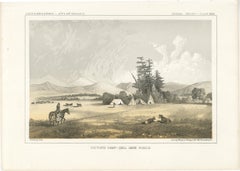 Native American Camp Scene at Hell Gate Ronde – Peaceful Prairie Landscape, 1856
